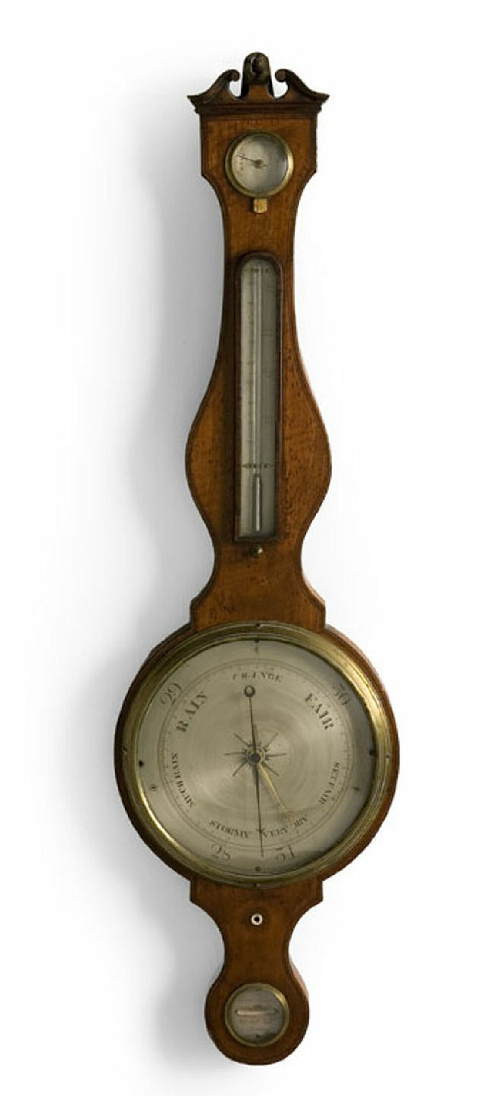 A George III period satinwood and tulipwood crossbanded wheel barometer