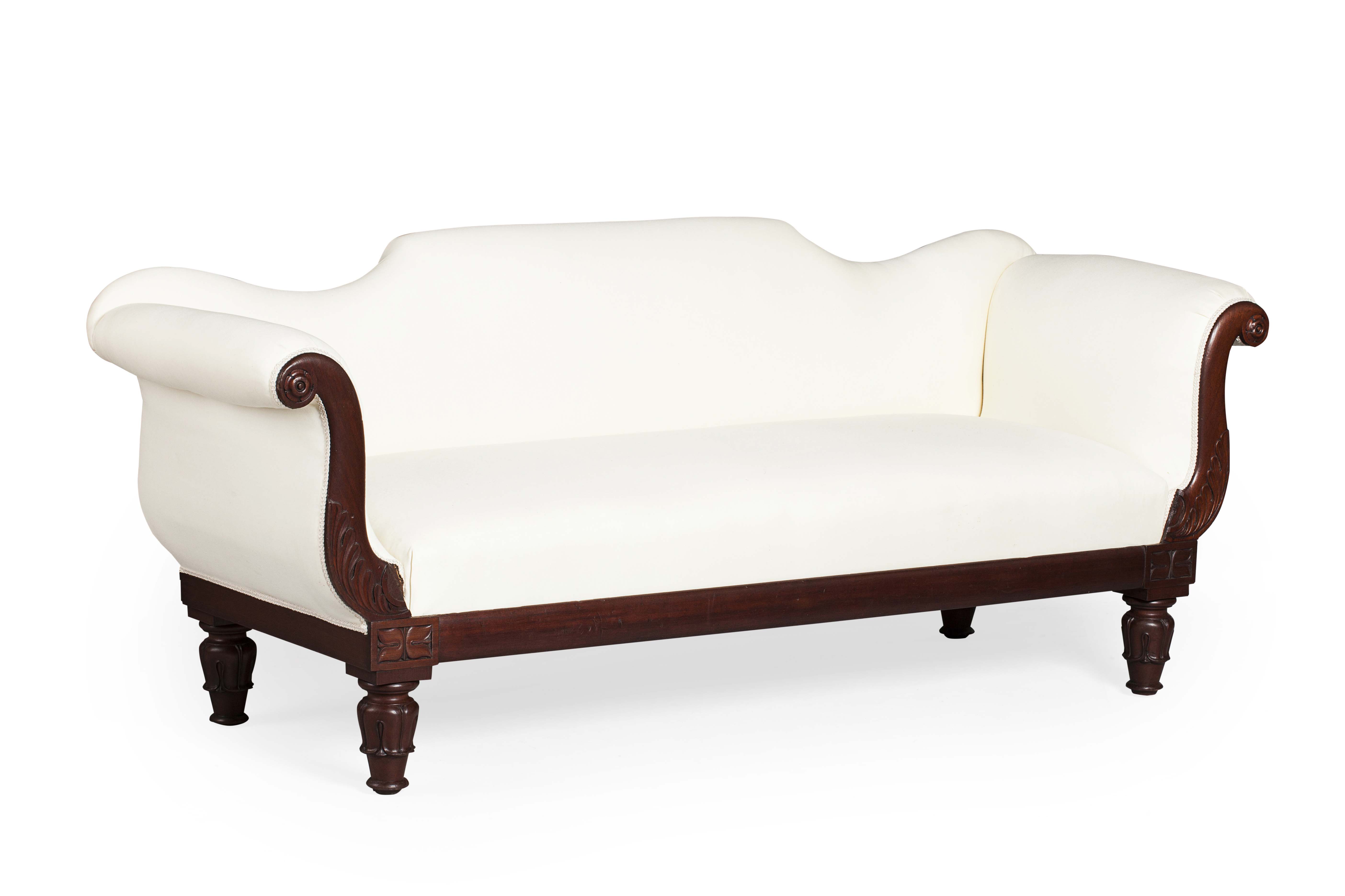 LATE REGENCY MAHOGANY UPHOLSTERED SOFA
