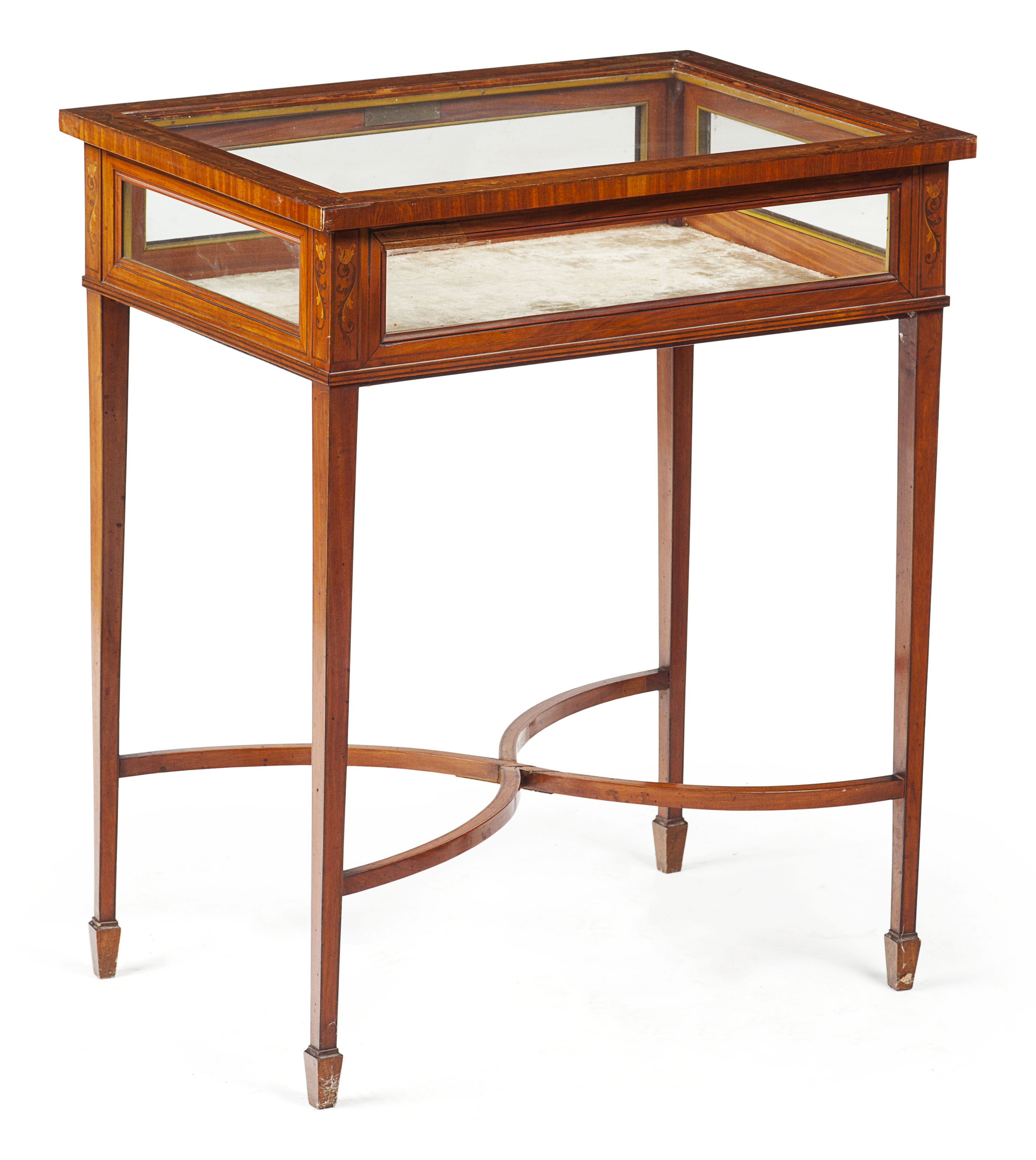 EDWARDIAN SATINWOOD AND INLAY VITRINE TABLE