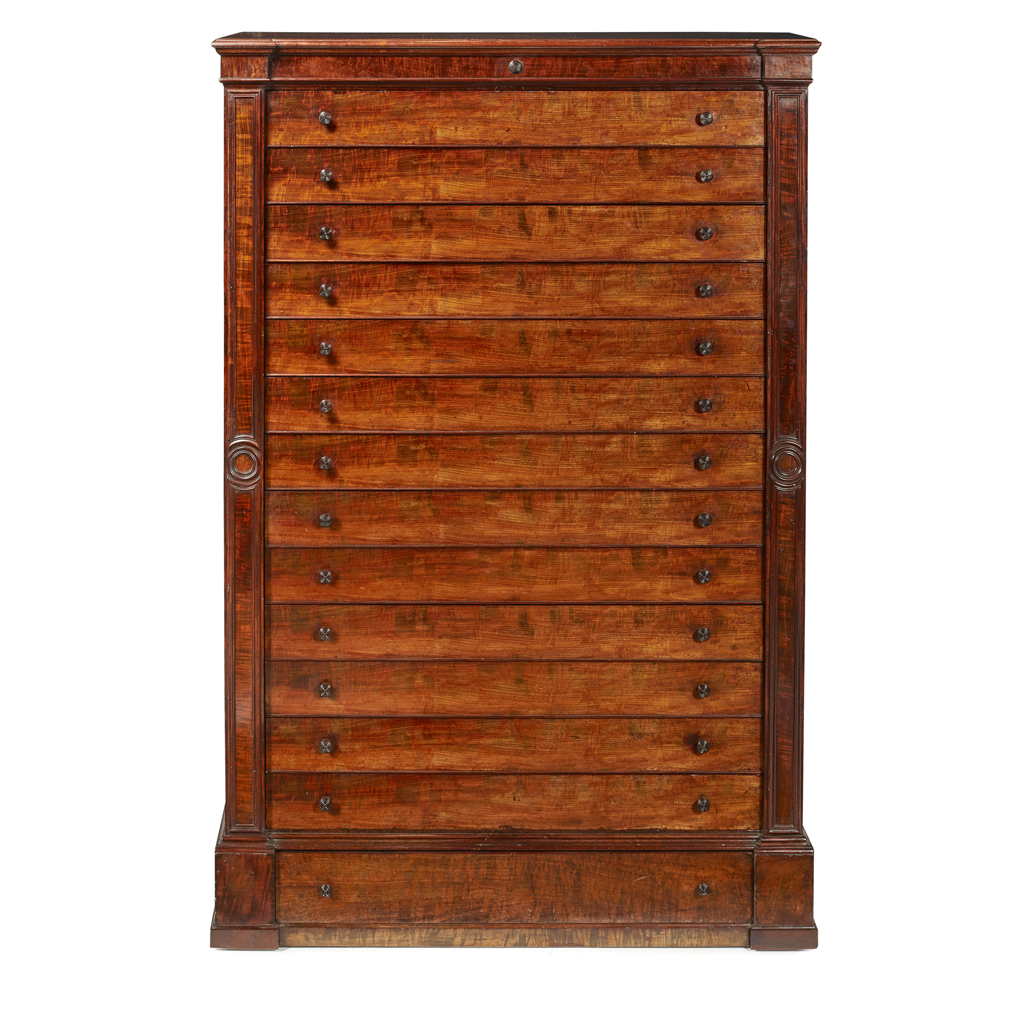 REGENCY MAHOGANY FOLIO CHEST OF DRAWERS