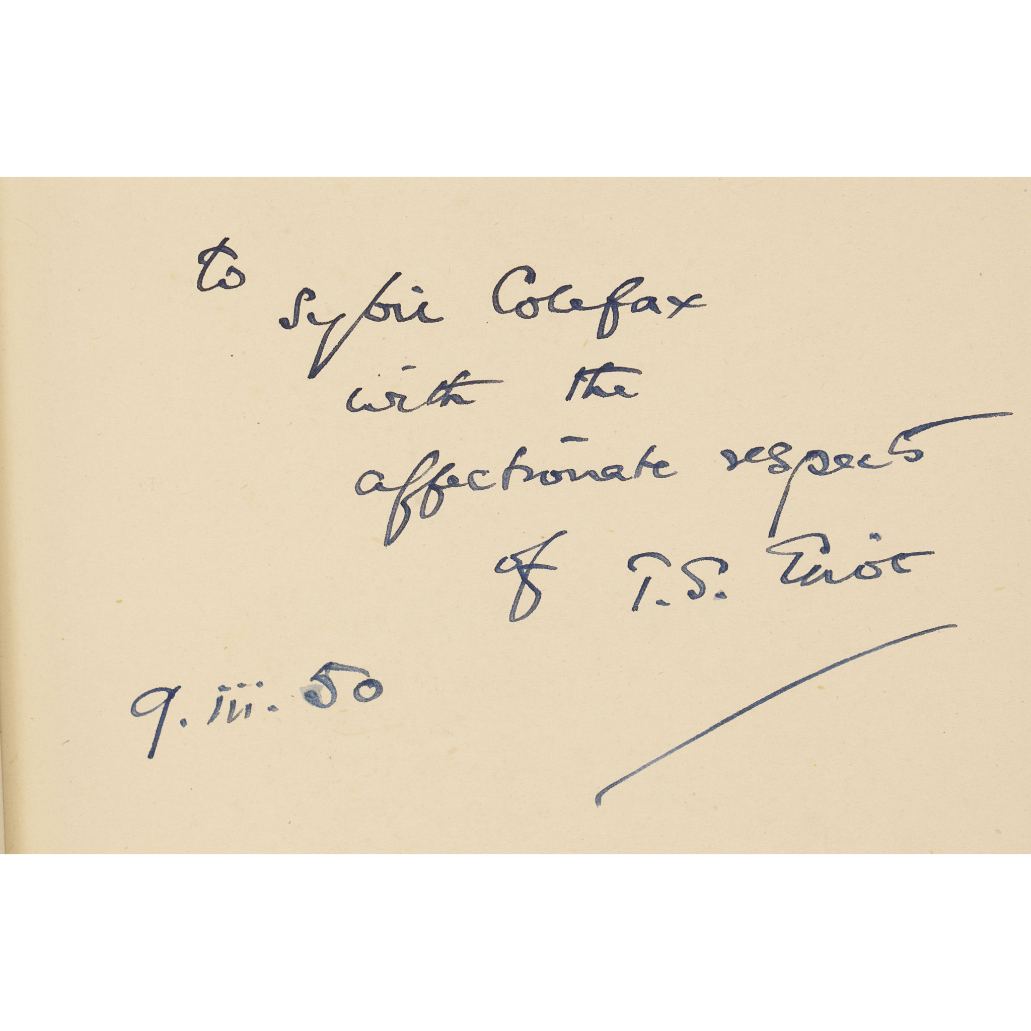 Eliot, T.S., inscribed