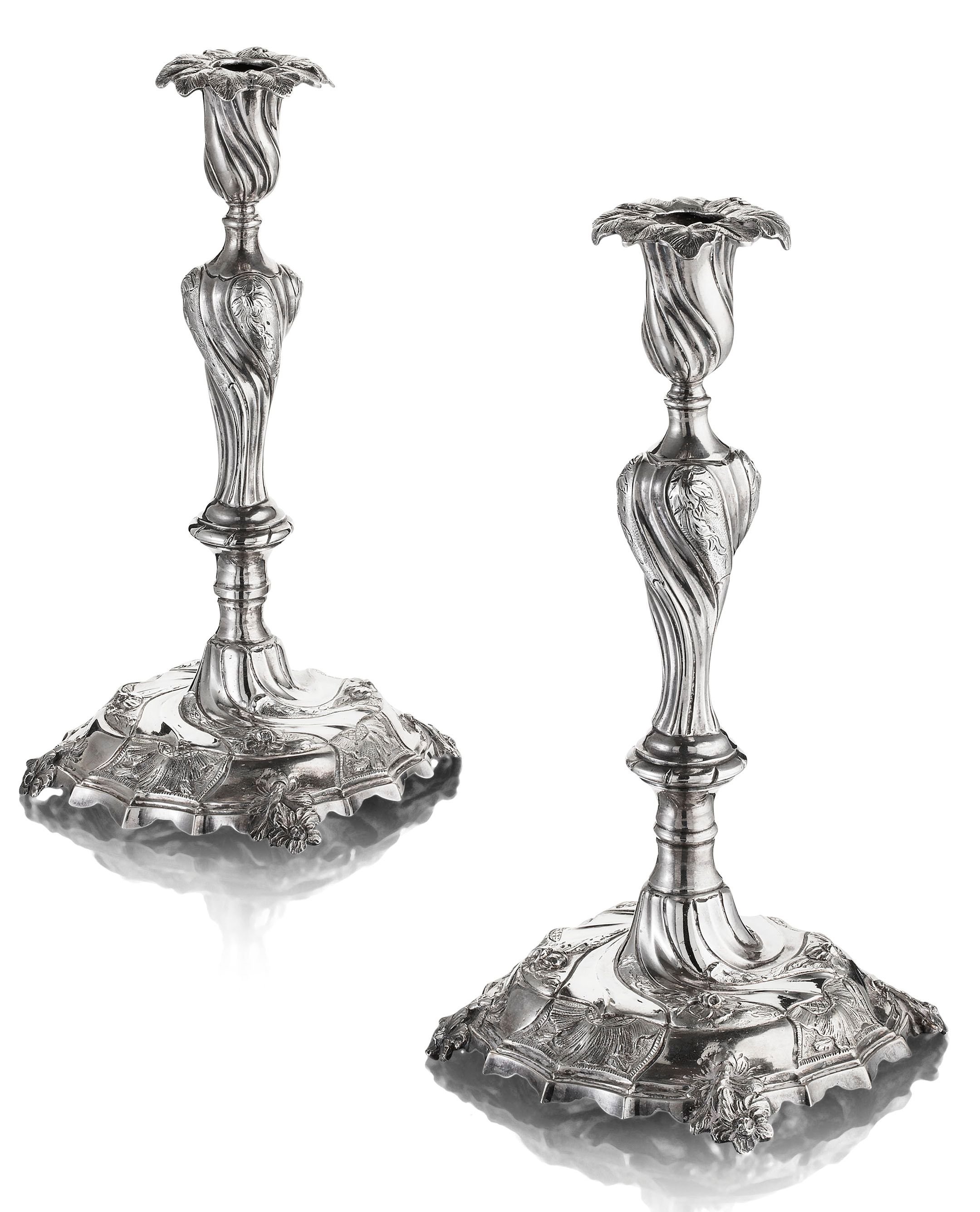 A Pair of Dutch 18th century table candlesticks