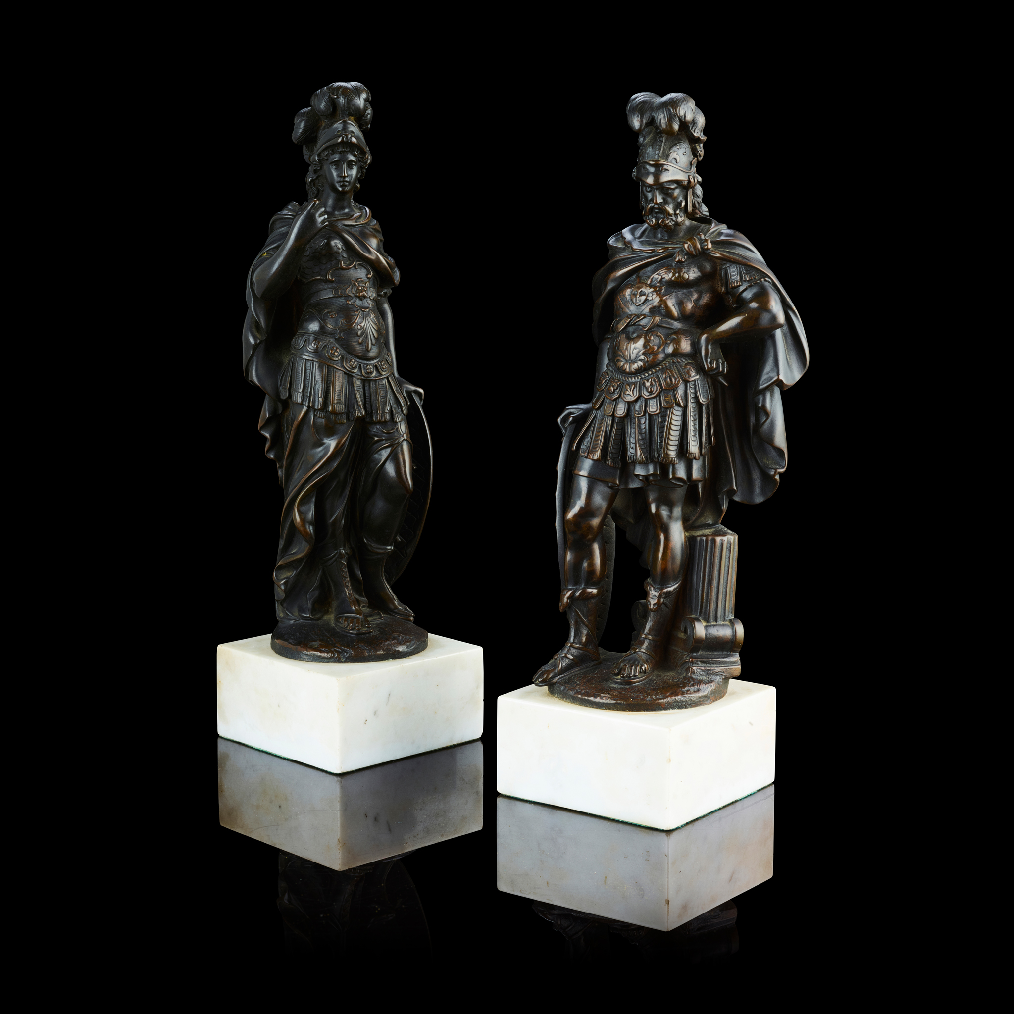 A PAIR OF FRENCH BRONZE FIGURES OF MARS AND MINERVA