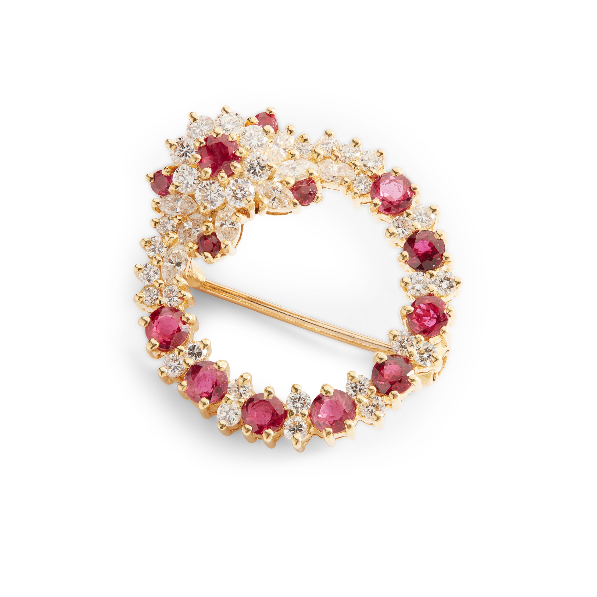 A ruby and diamond brooch