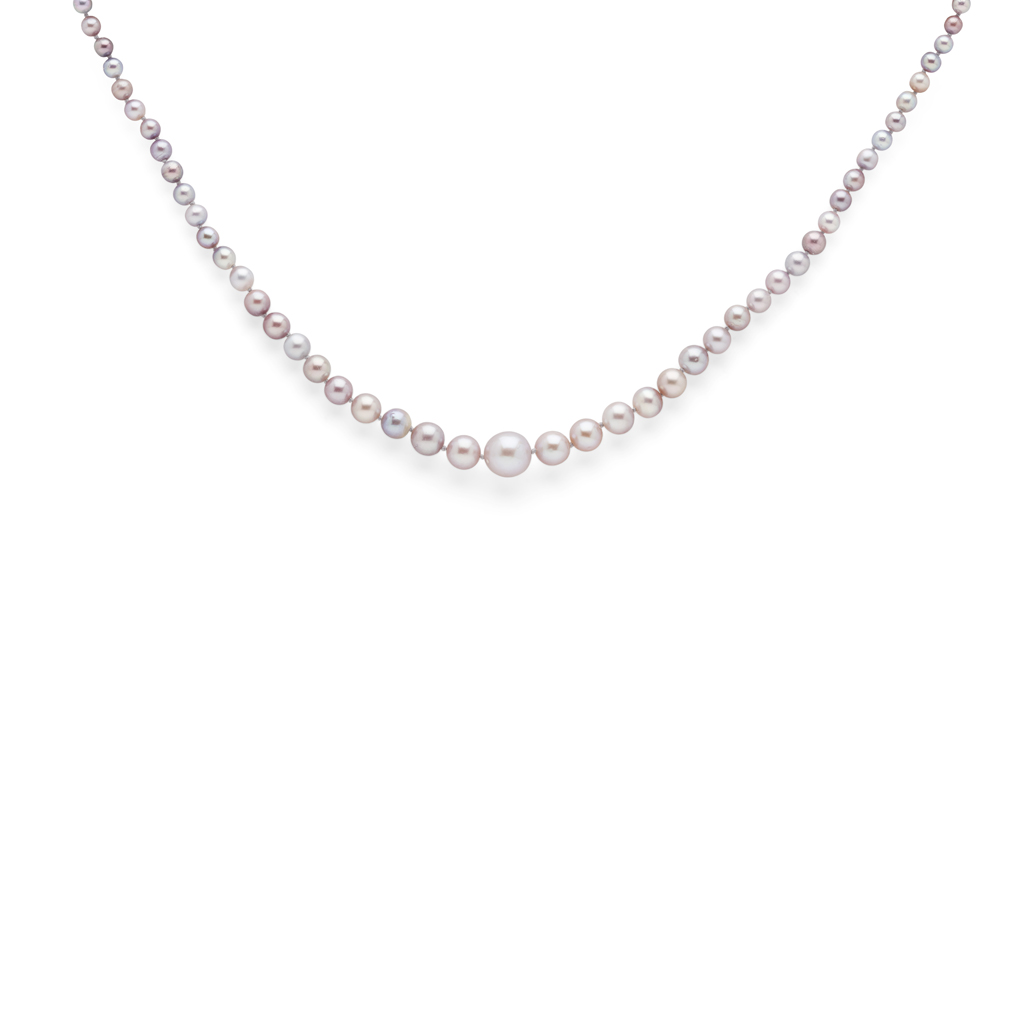 A natural pearl and diamond set necklace