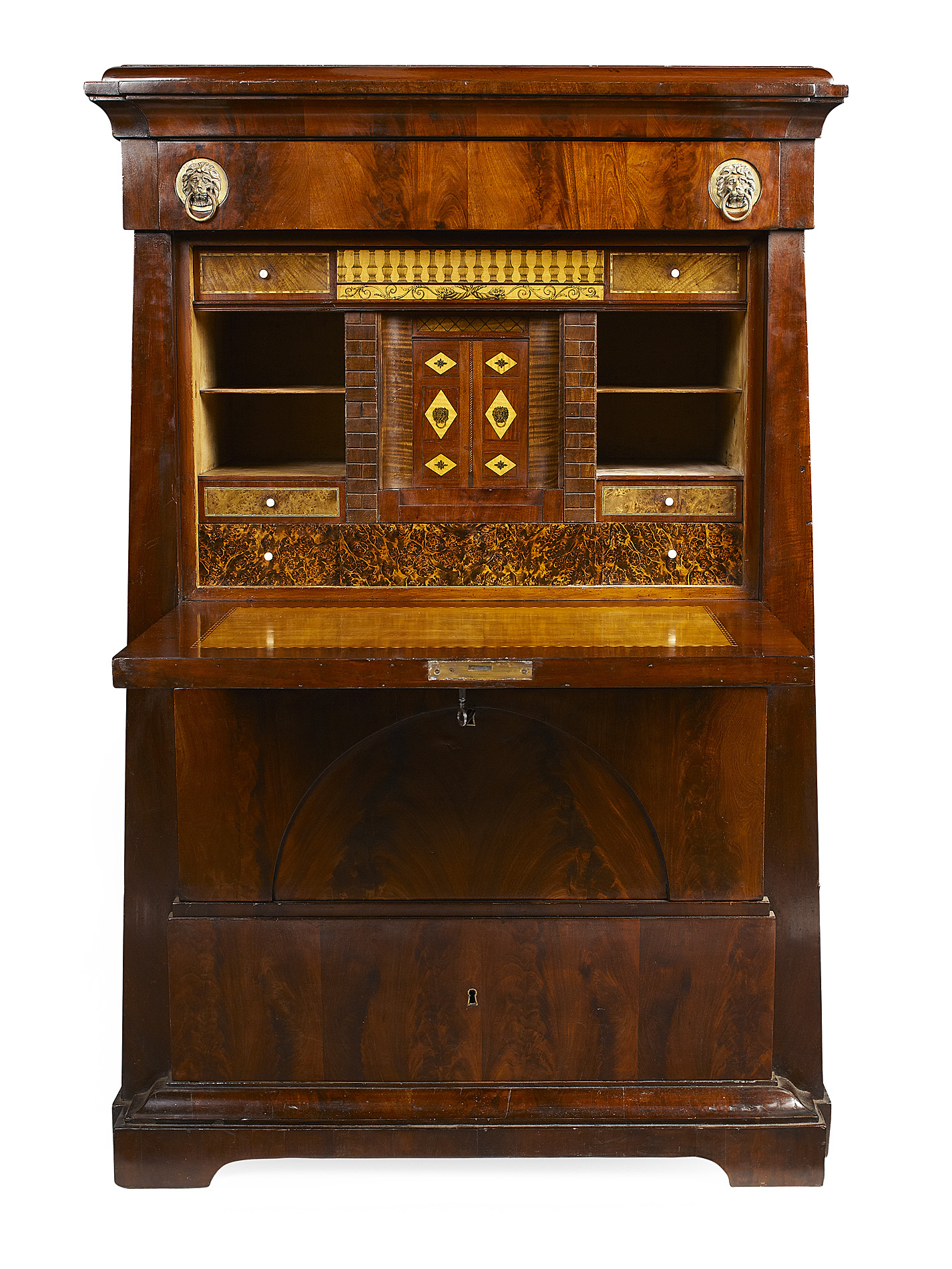 GOOD GERMAN EMPIRE MAHOGANY SECRETAIRE A ABBATANT BY FIRNHABER, BERLIN