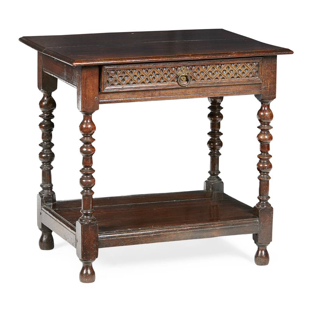 WILLIAM AND MARY CARVED OAK SIDE TABLE