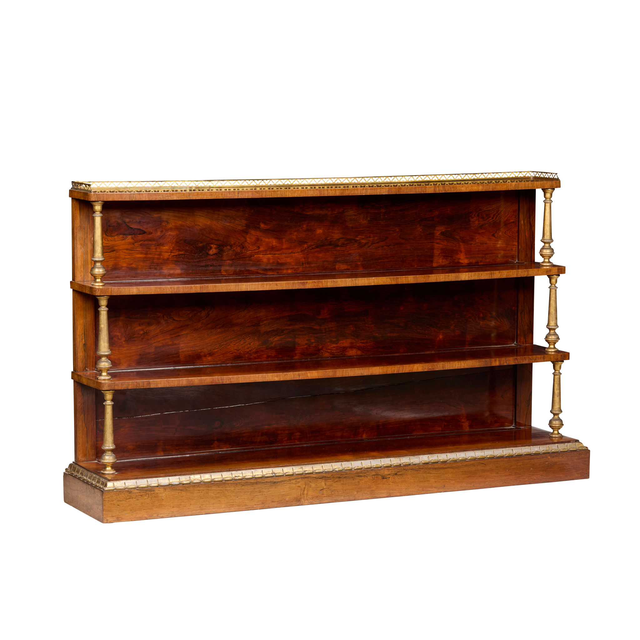 WILLIAM IV ROSEWOOD AND PARCEL-GILT OPEN LOW BOOKCASE