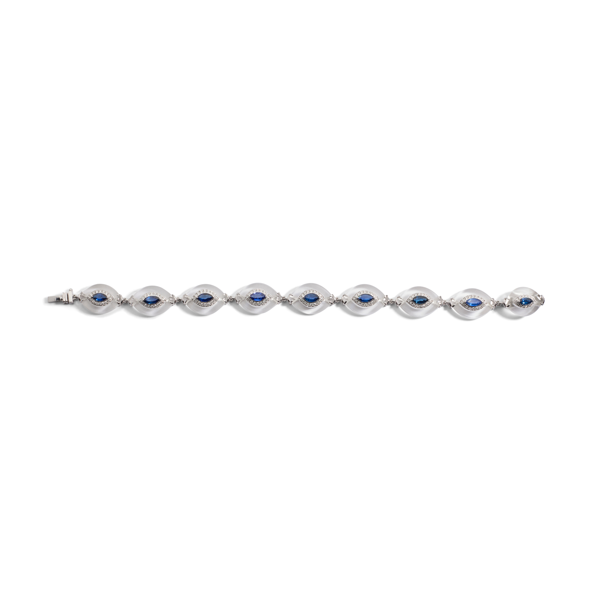 A rock crystal, diamond and sapphire bracelet