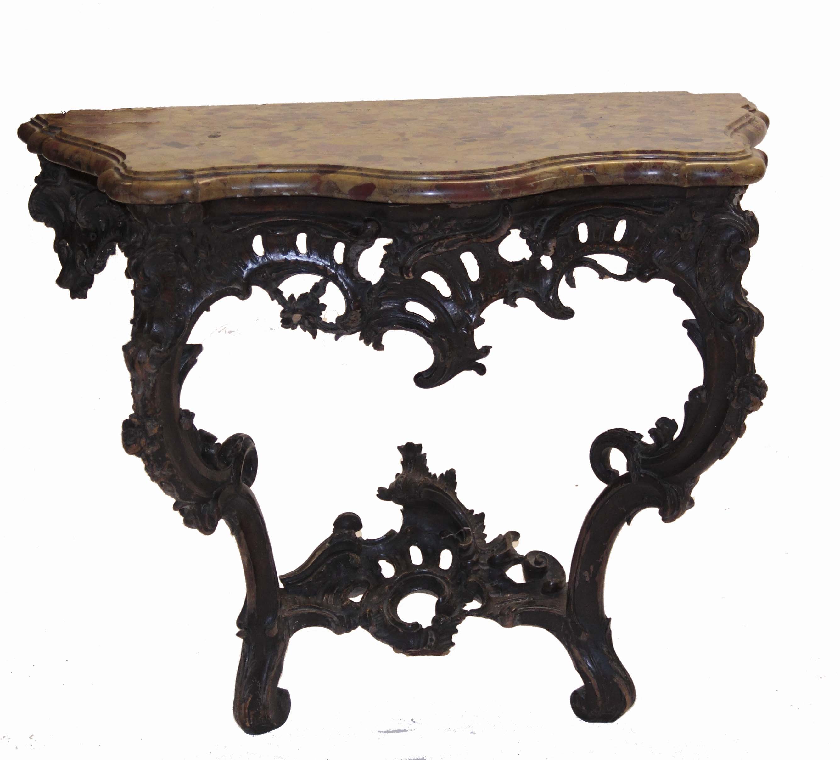 A 19th century rococo carved pine and gesso console table In the Louis XV style