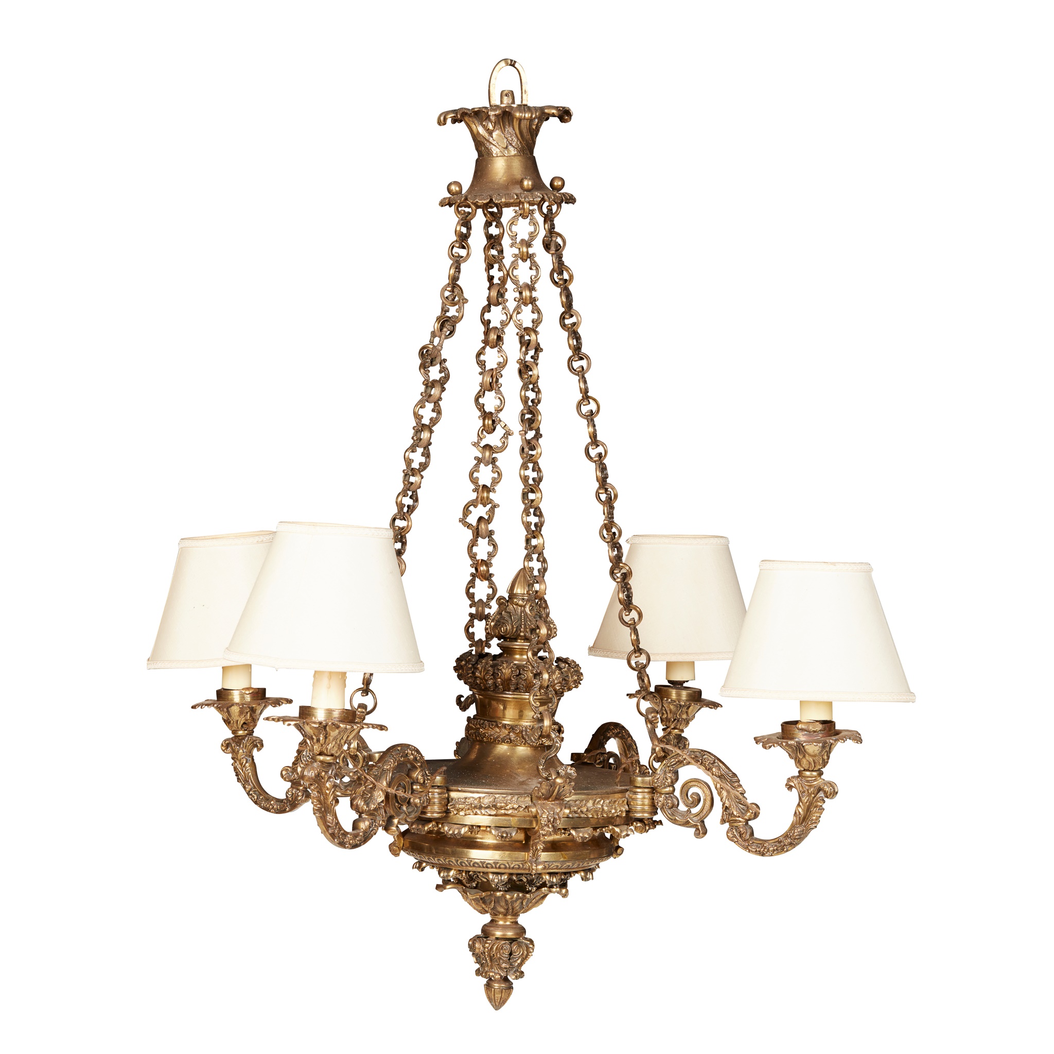 REGENCY STYLE GILT METAL CHANDELIER