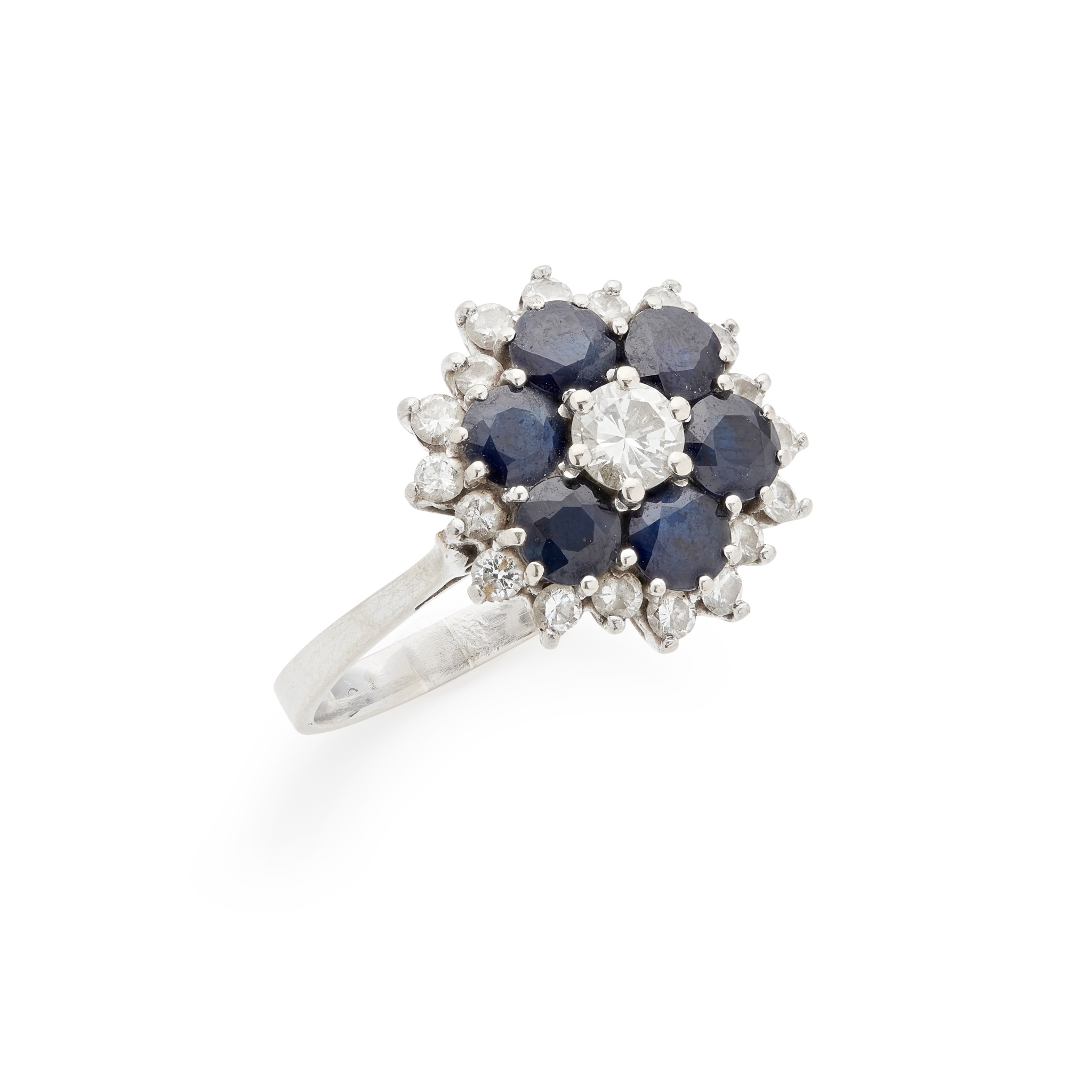 A sapphire and diamond set cluster ring