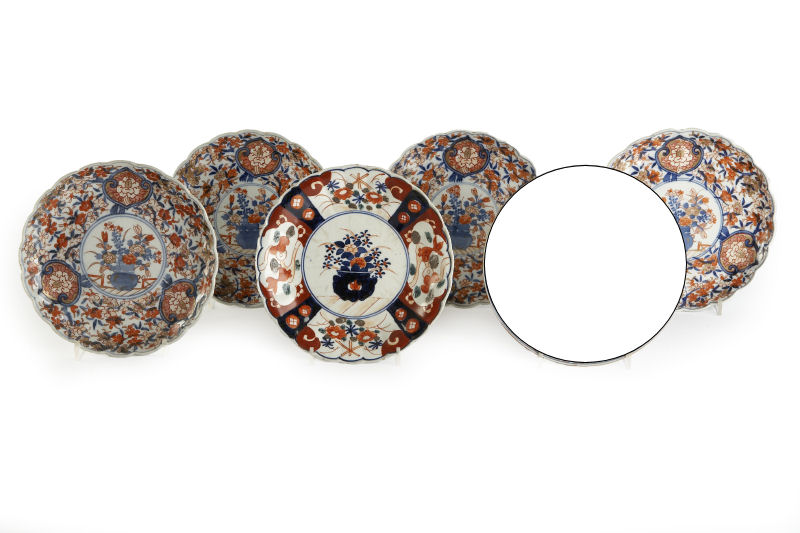 Five Japanese Imari dishes