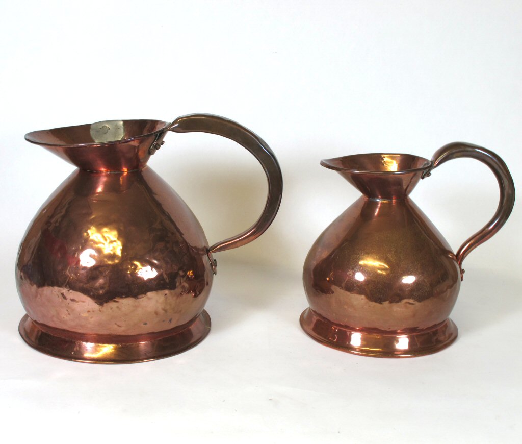 A set of six copper harvester's measures