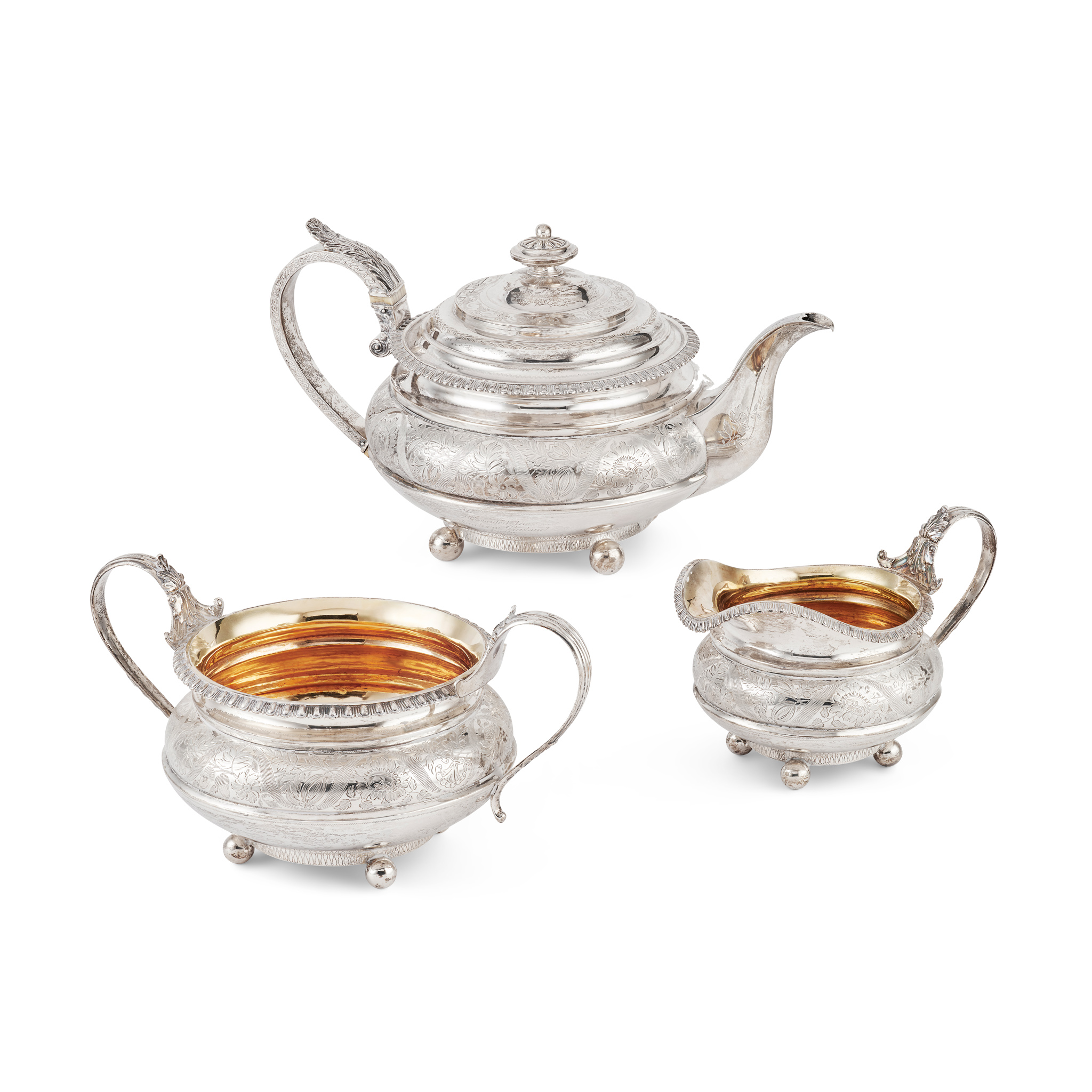 A GEORGE IV THREE-PIECE TEA-SERVICE