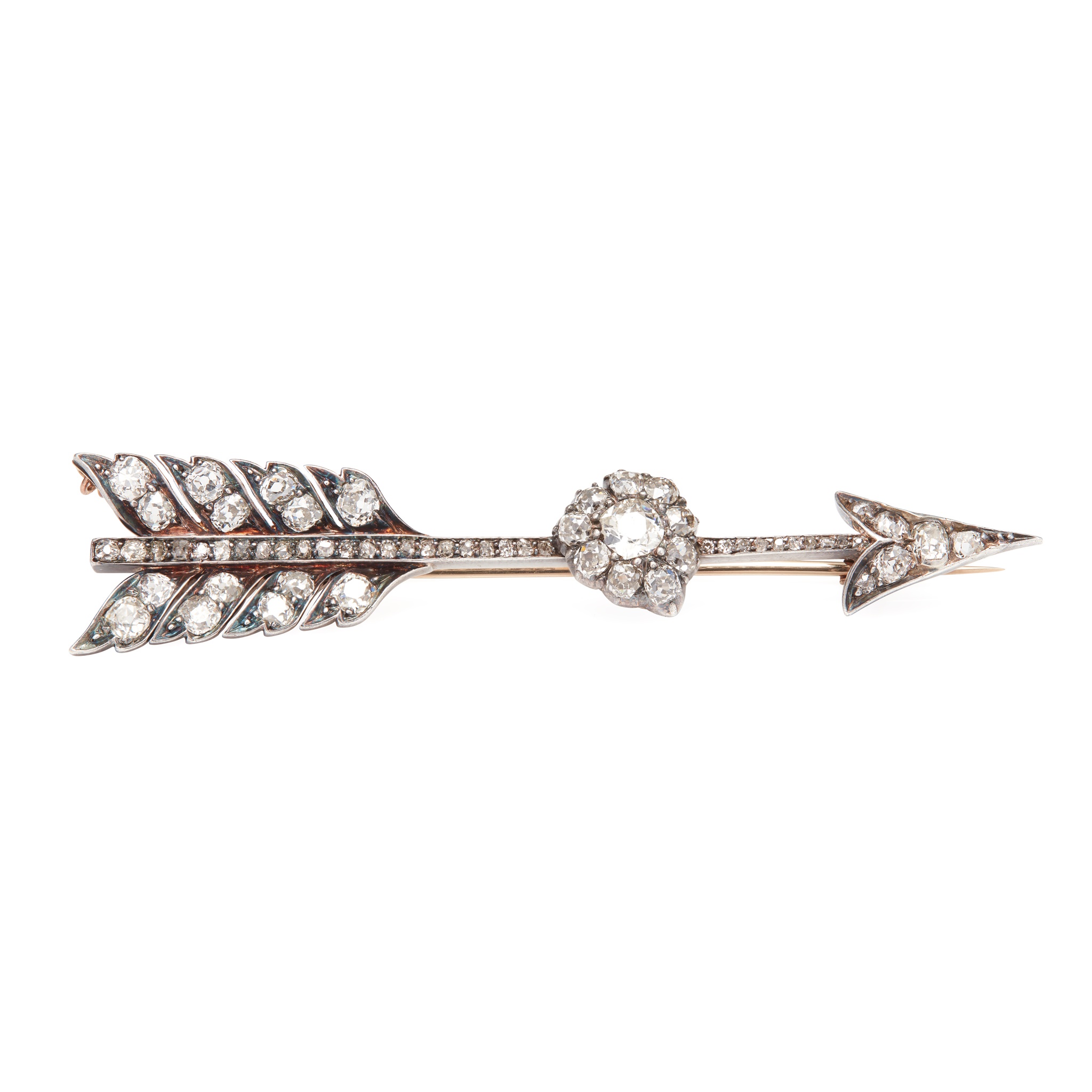 A diamond set arrow brooch