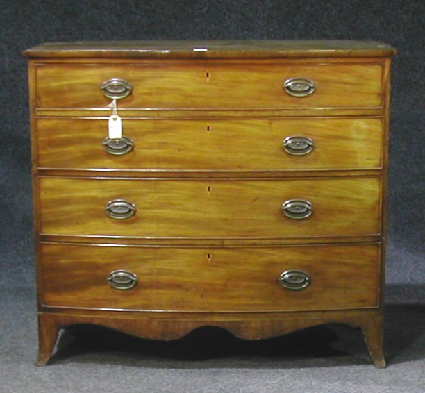 A mahogany bowfront chest of drawers,