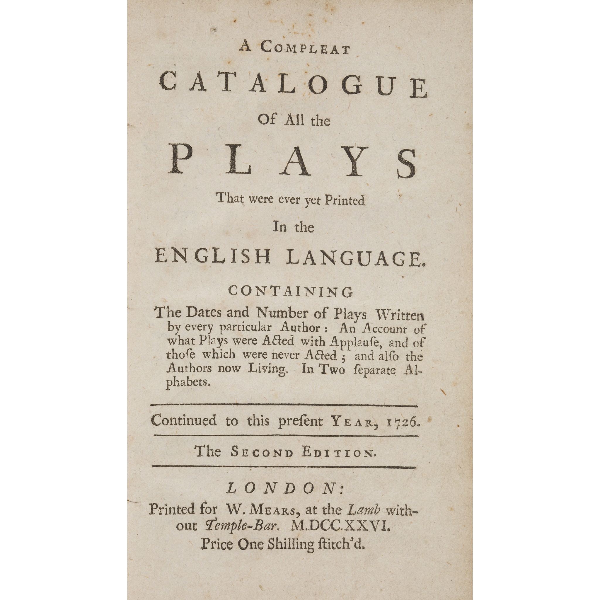 EARLY BIBLIOGRAPHY: ENGLISH DRAMA