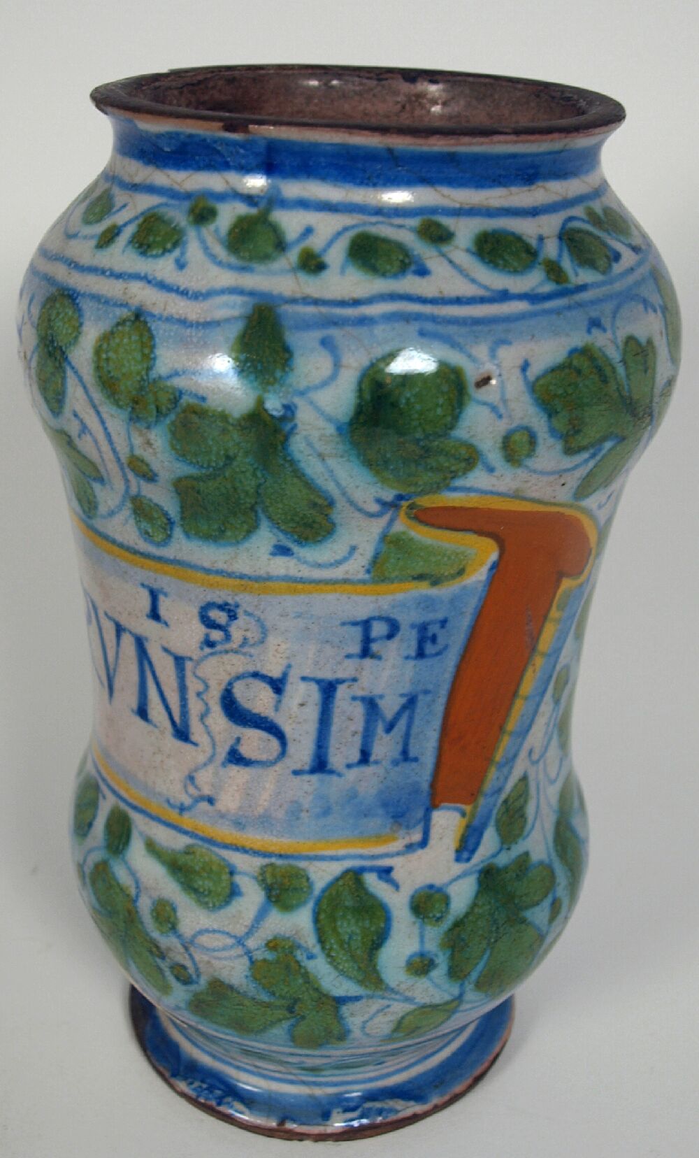 A Castel Durante or Pesaro maiolica albarello, 2nd half of the 16th century