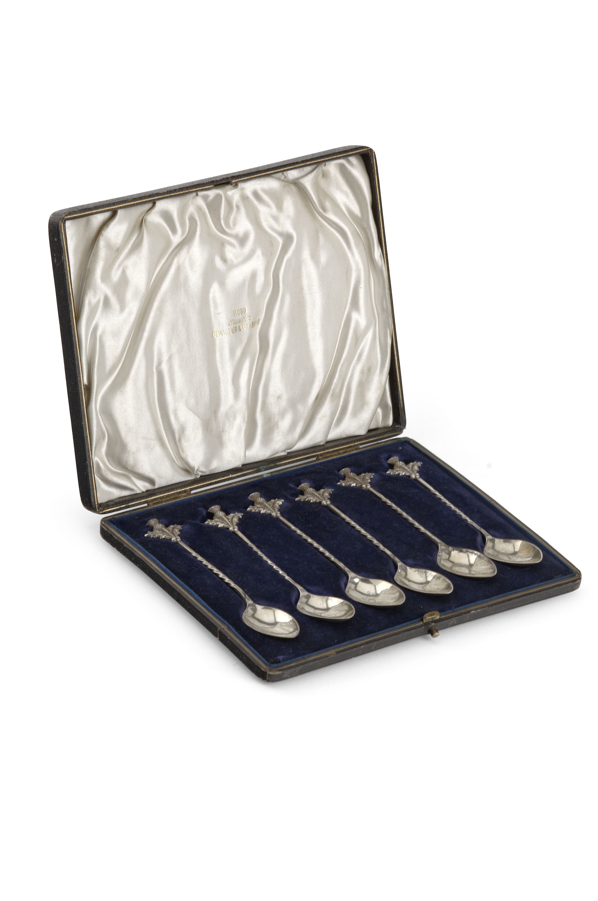 Ballater - a cased set of six Scottish provincial silver long handled teaspoons