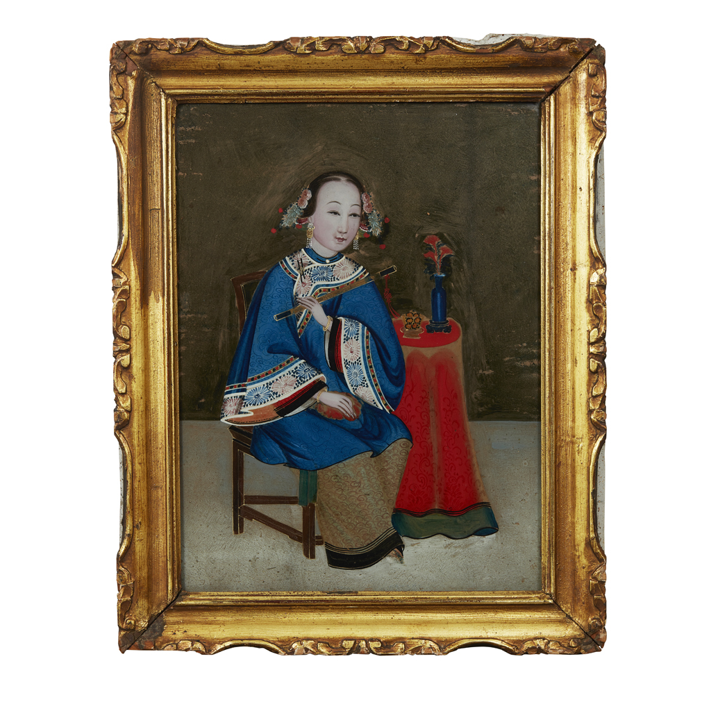 TWO REVERSE GLASS PAINTINGS