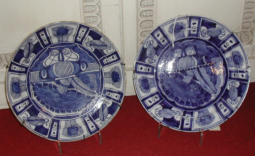 A pair of 19th century Dutch Delft circular chargers