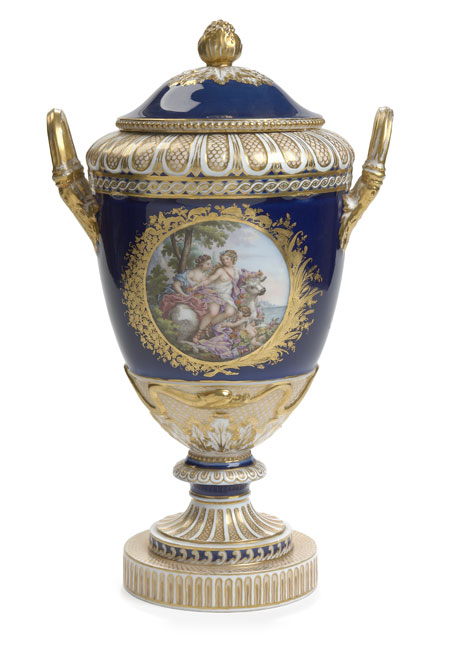 A large late 19th century Berlin vase and cover