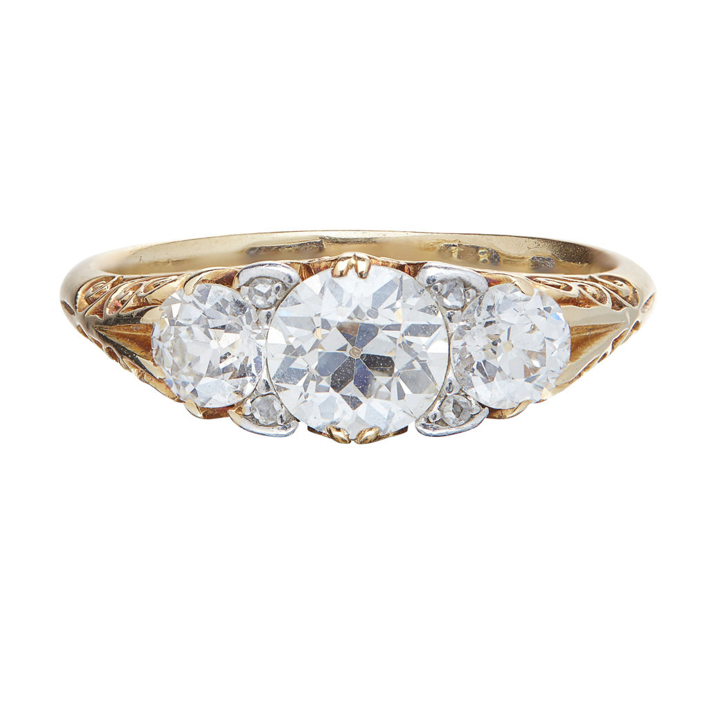 A Victorian three stone diamond ring