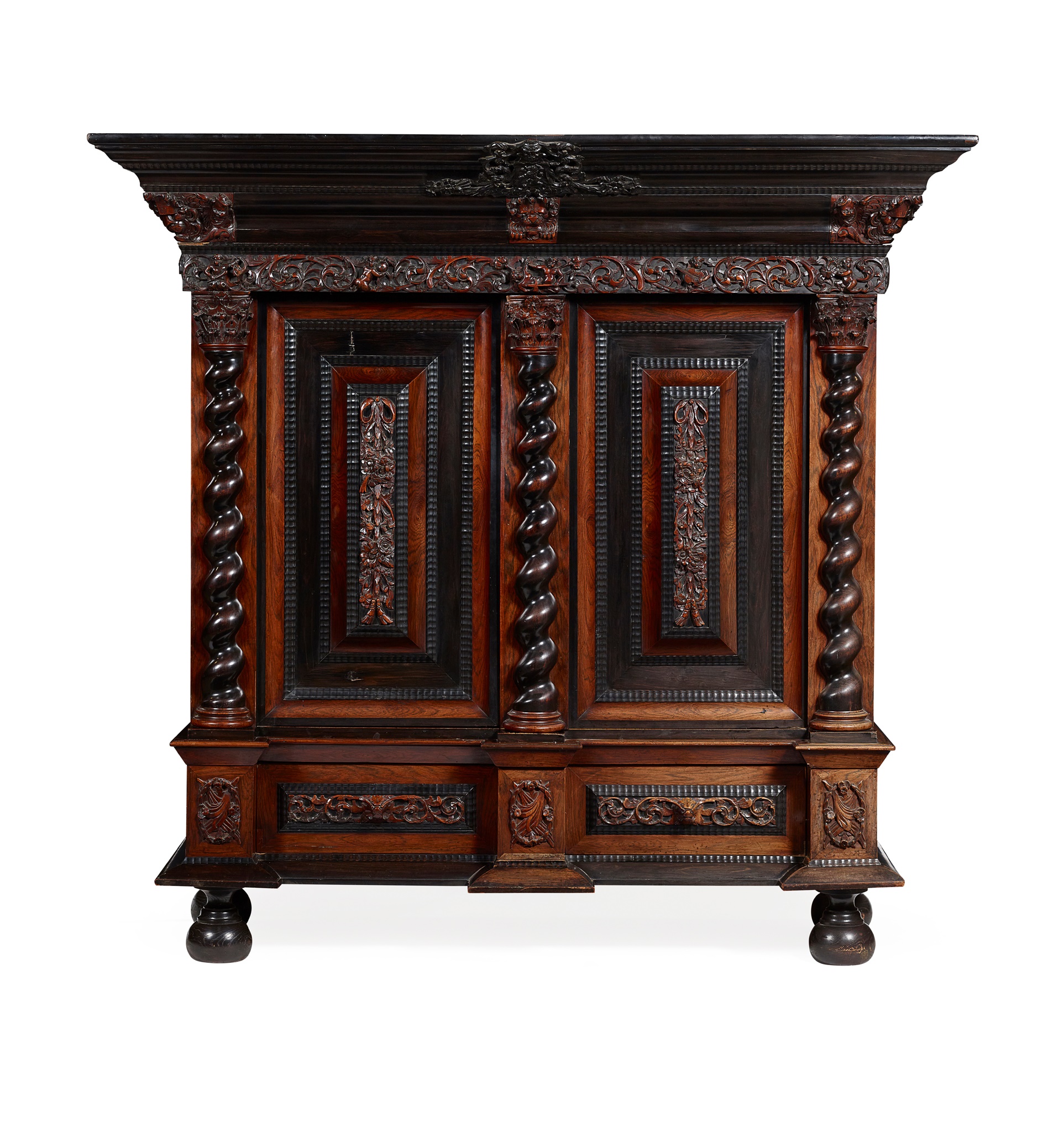 FLEMISH ROSEWOOD, EBONY AND EBONISED KAST