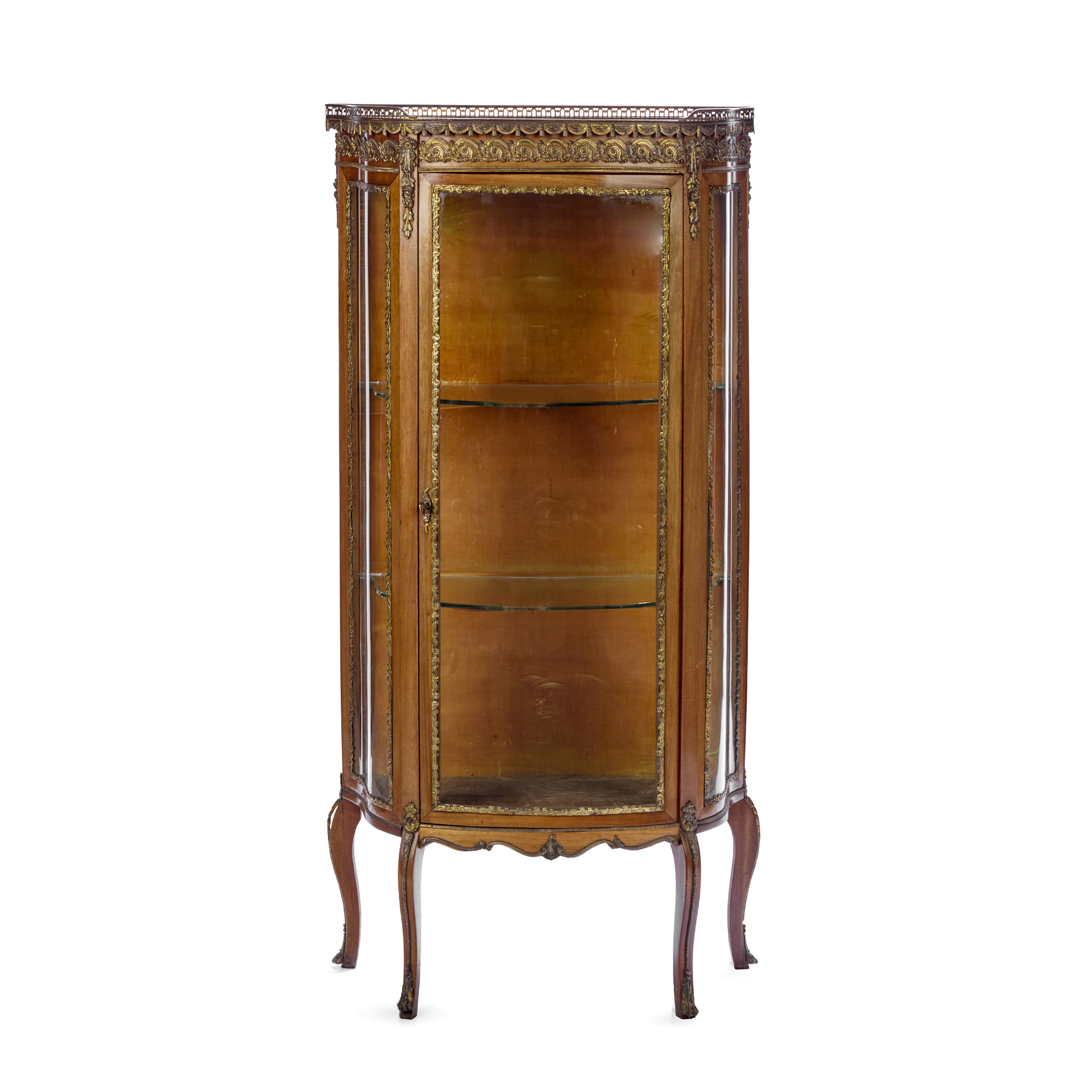 LOUIS XVI STYLE MAHOGANY AND GILT METAL MOUNTED VITRINE CABINET