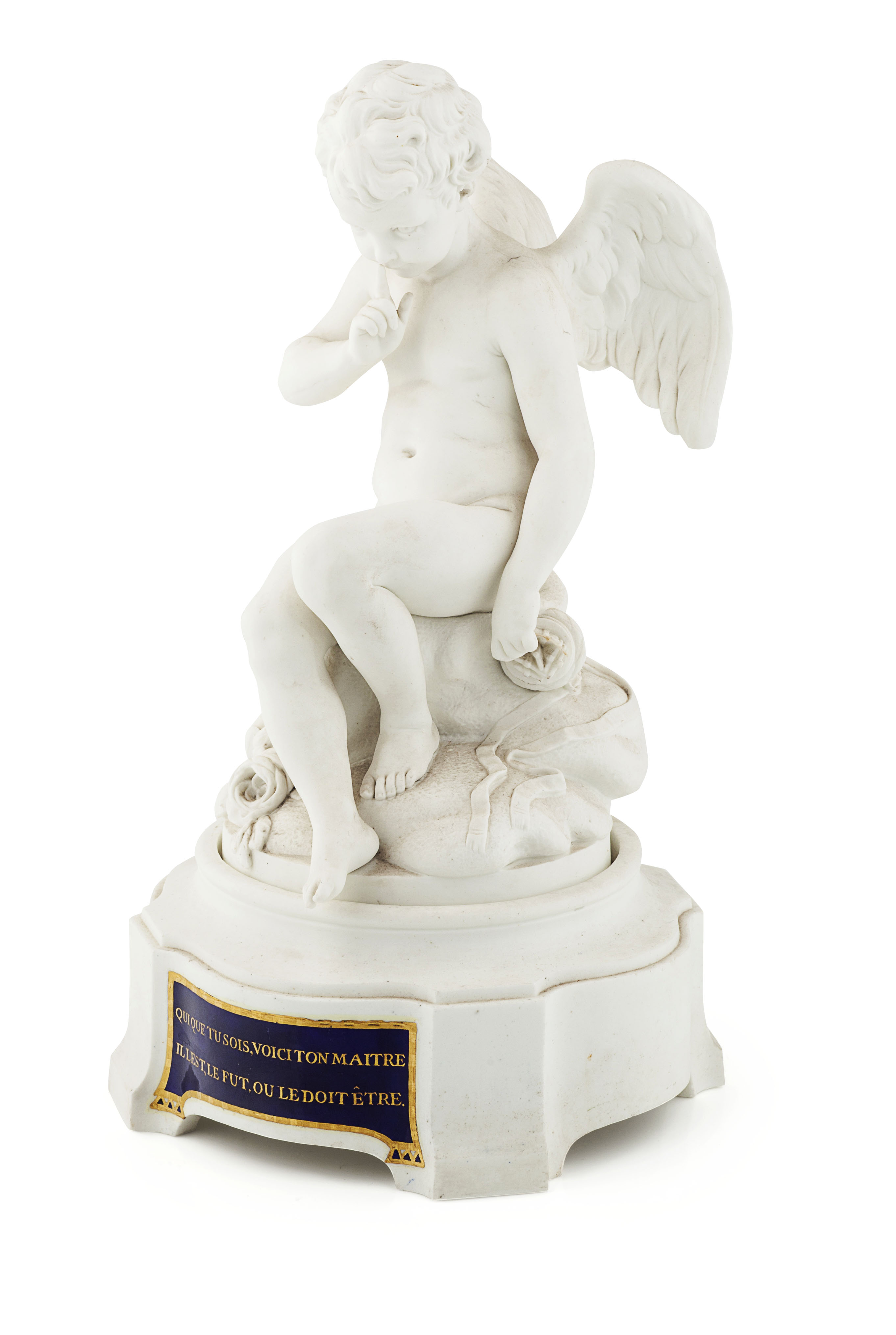SEVRES BISQUE FIGURE OF L'AMOUR MENACANT, AFTER ETIENNE-MAURICE FALCONET