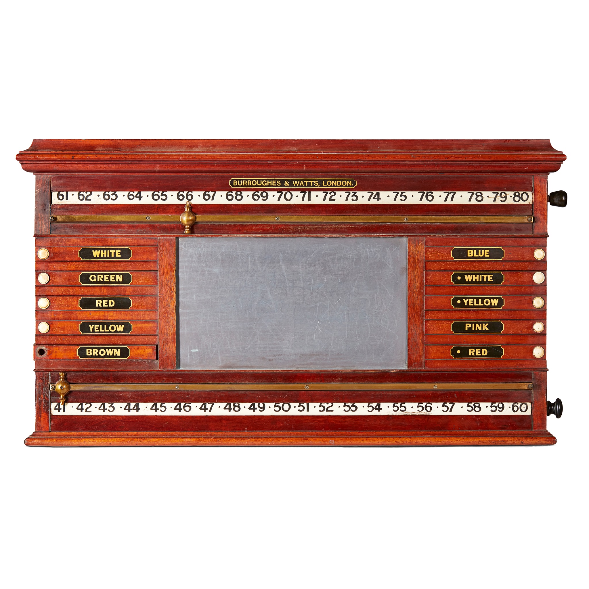 BURROUGHES & WATTS MAHOGANY SNOOKER SCOREBOARD