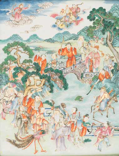 A large rectangular Canton famille rose panel