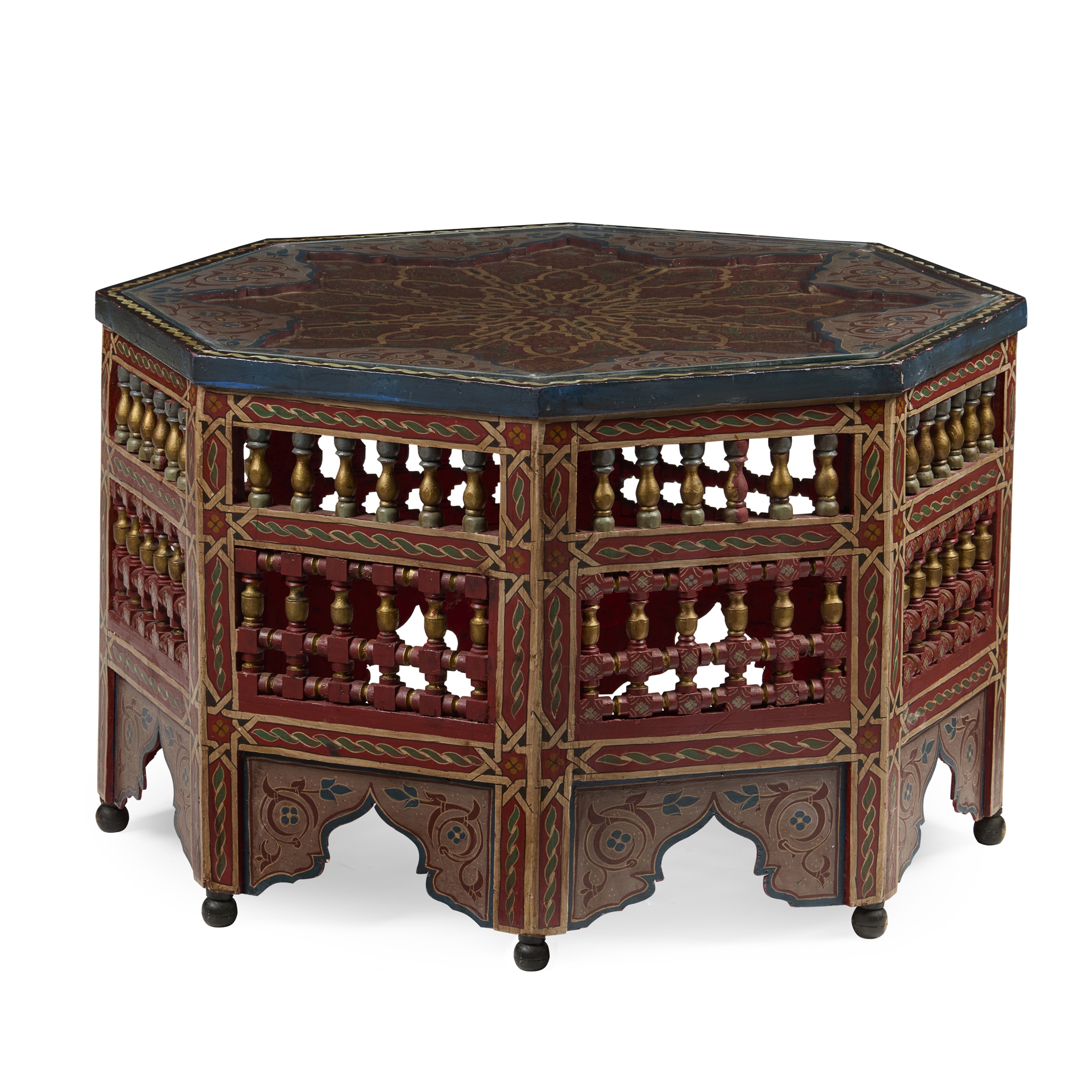 MOORISH STYLE PAINTED OCTAGONAL LOW TABLE