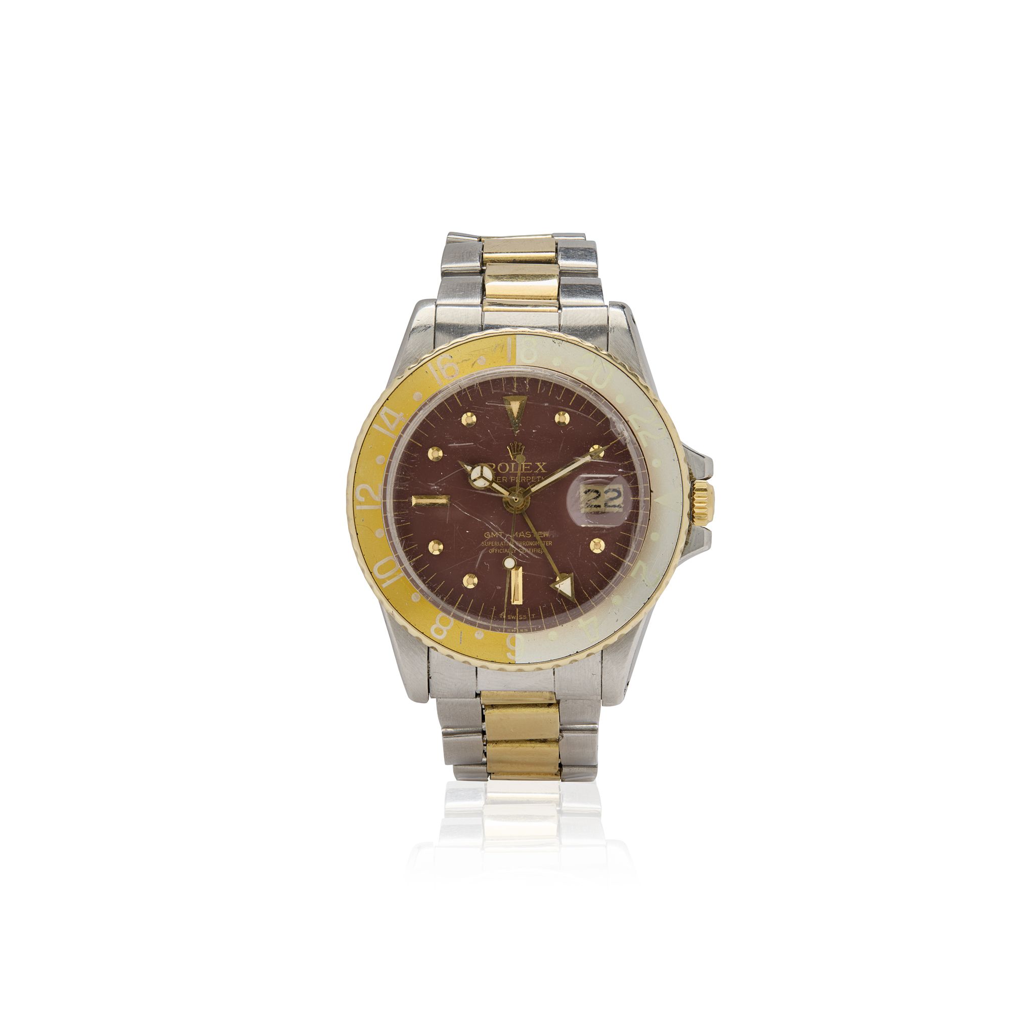 Rolex. A fine and unusual stainless steel and gold automatic dual-time wristwatch with date