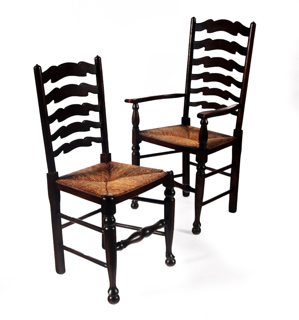 SIX LADDERBACK LANCASHIRE CHAIRS