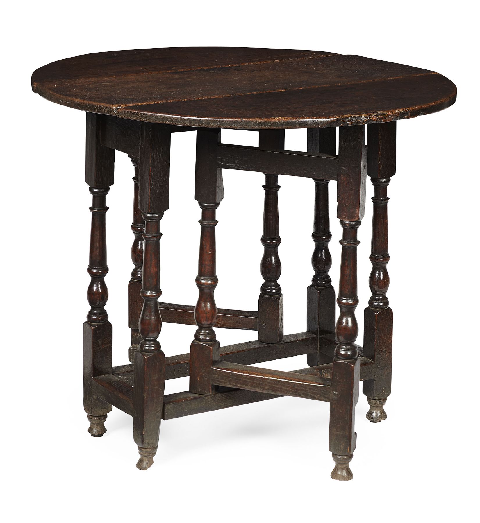 GOOD CHARLES II SMALL OAK GATELEG TABLE
