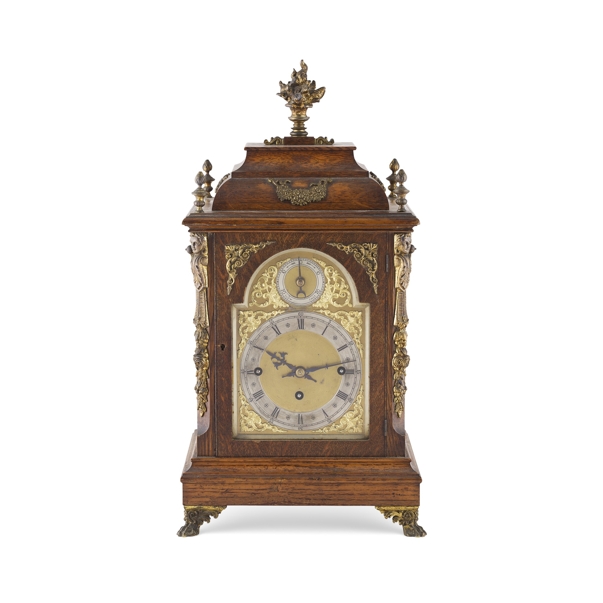 LARGE GEORGIAN STYLE OAK BRACKET CLOCK, WINTERHALDER & HOFMEIER