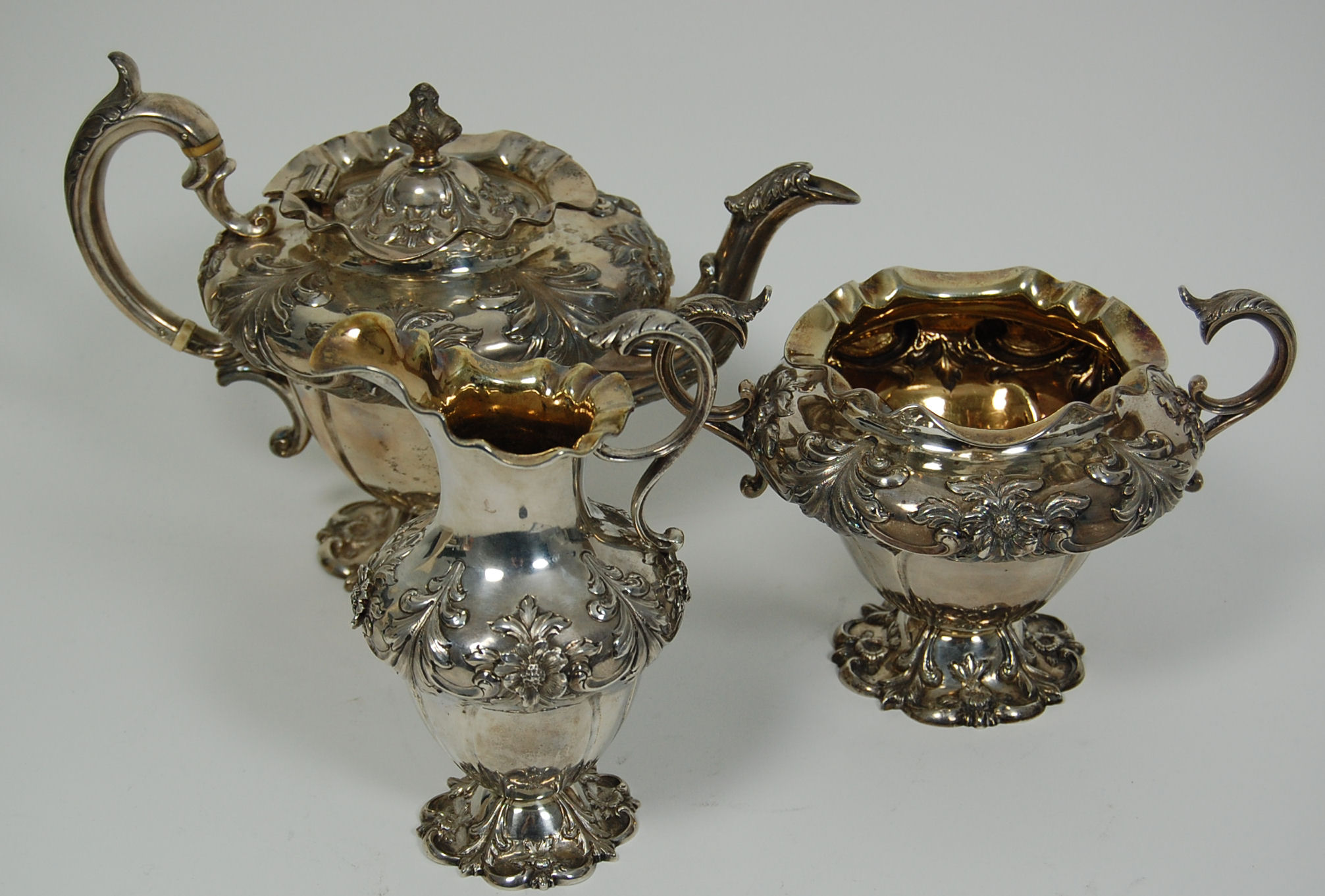 A matched Victorian three piece tea set