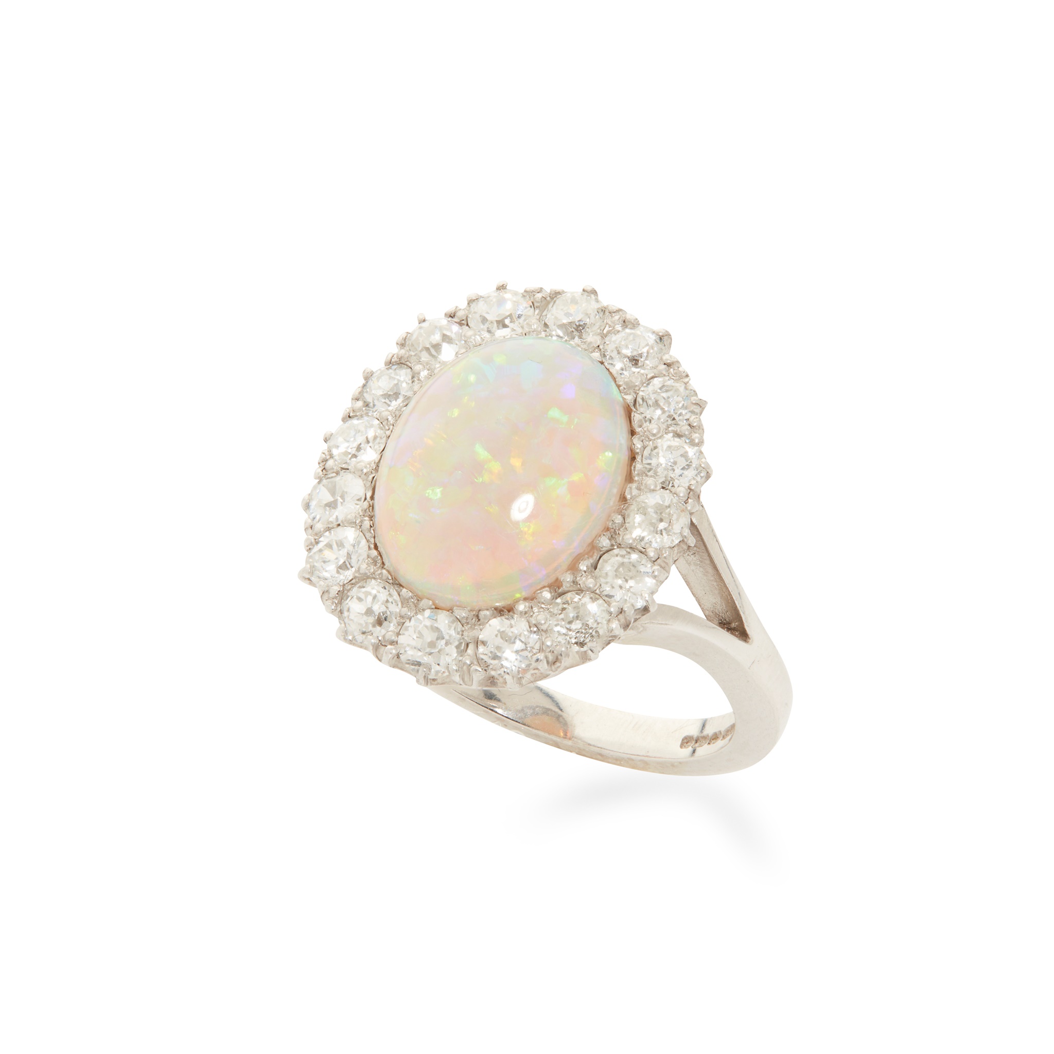 An opal and diamond cluster ring