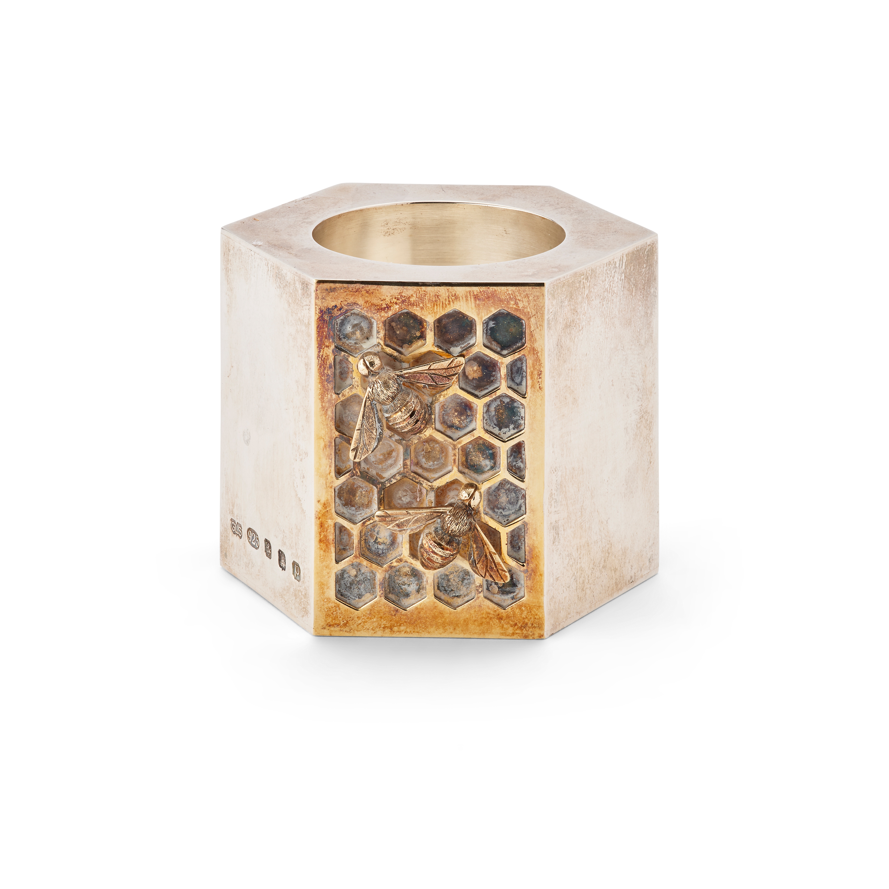 A MODERN 'HONEYCOMB' CANDLESTICK