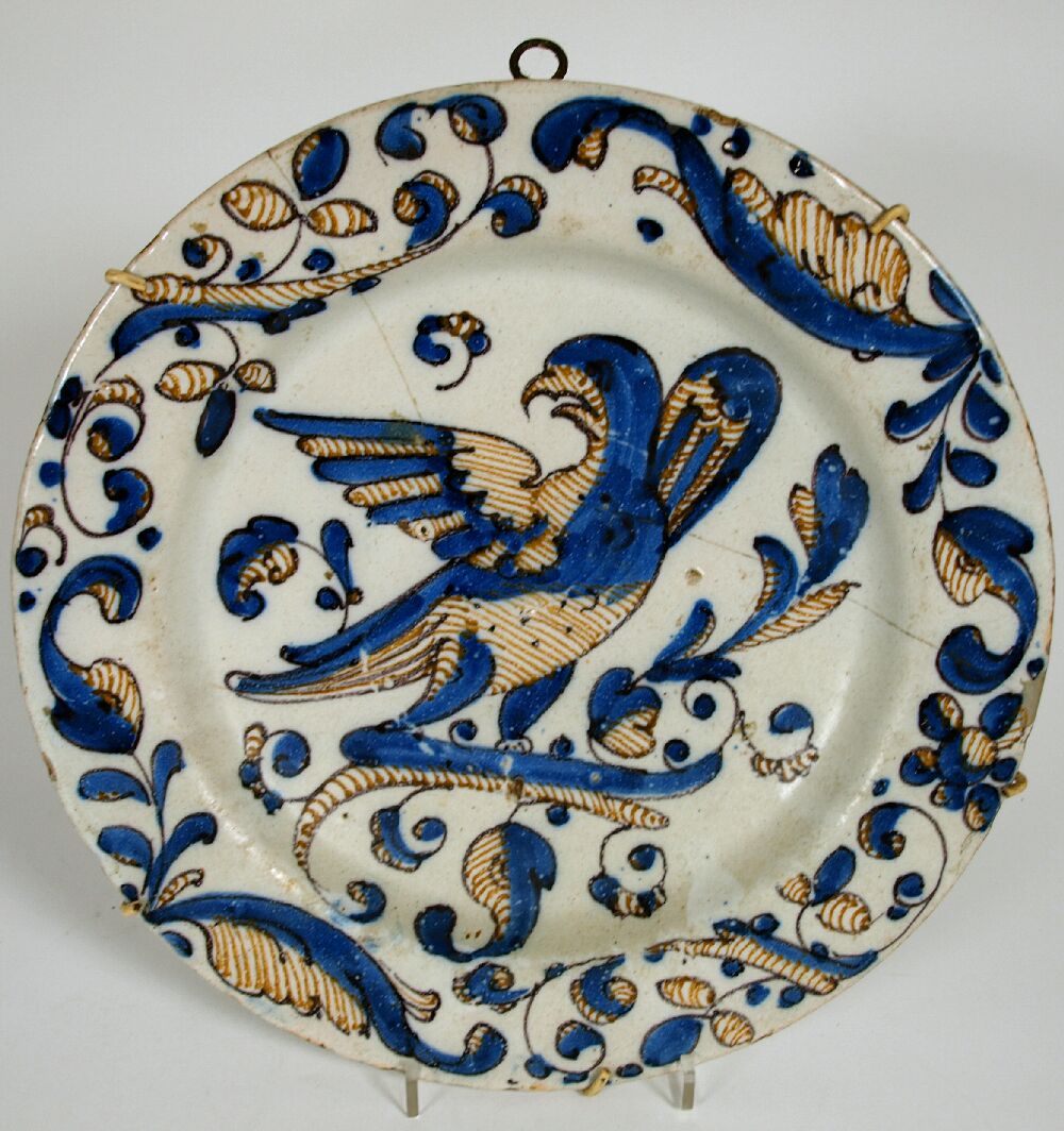 A late 17th century Spanish maiolica charger, Talavera or Triana