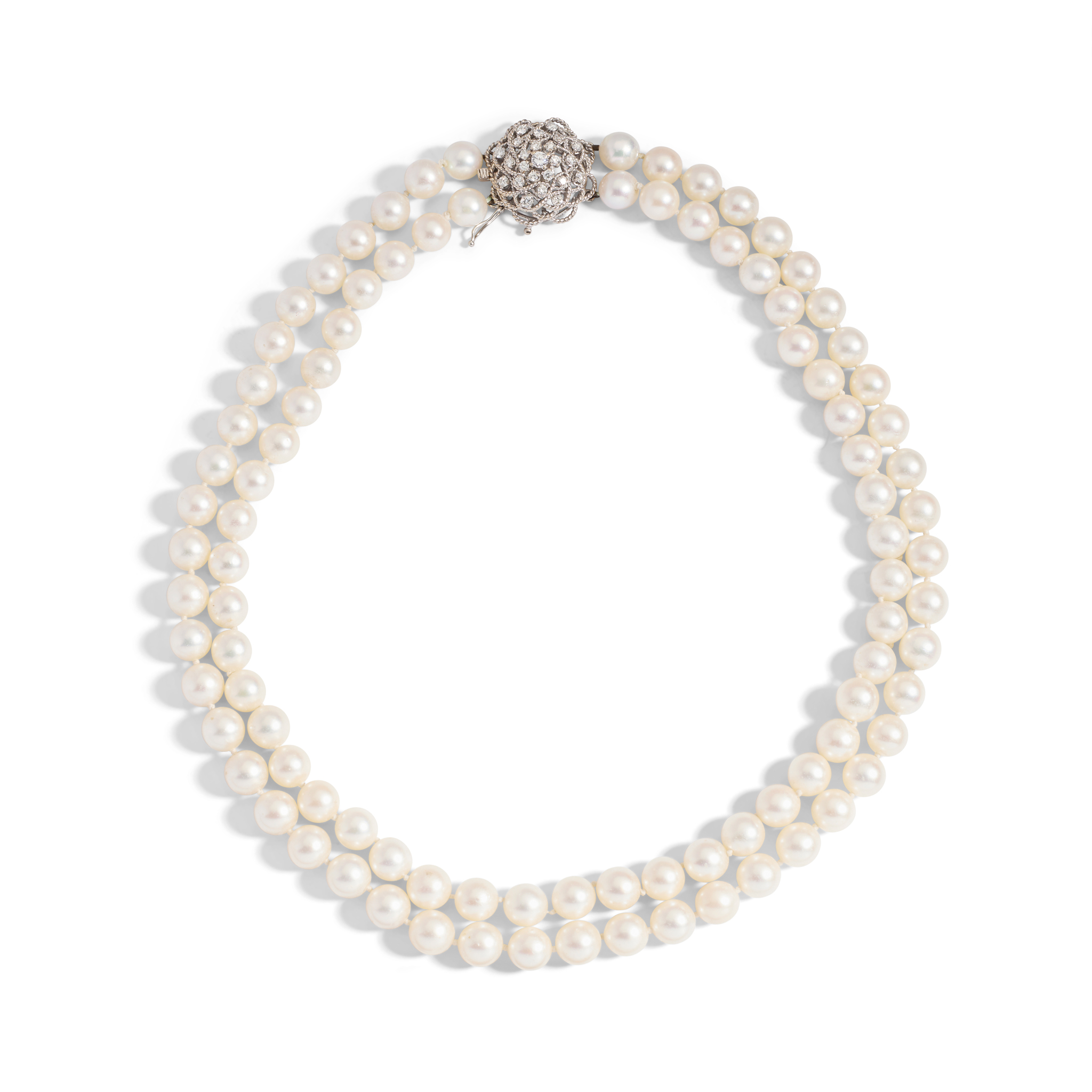 Ben Rosenfeld: An 18ct gold double-strand pearl and diamond necklace