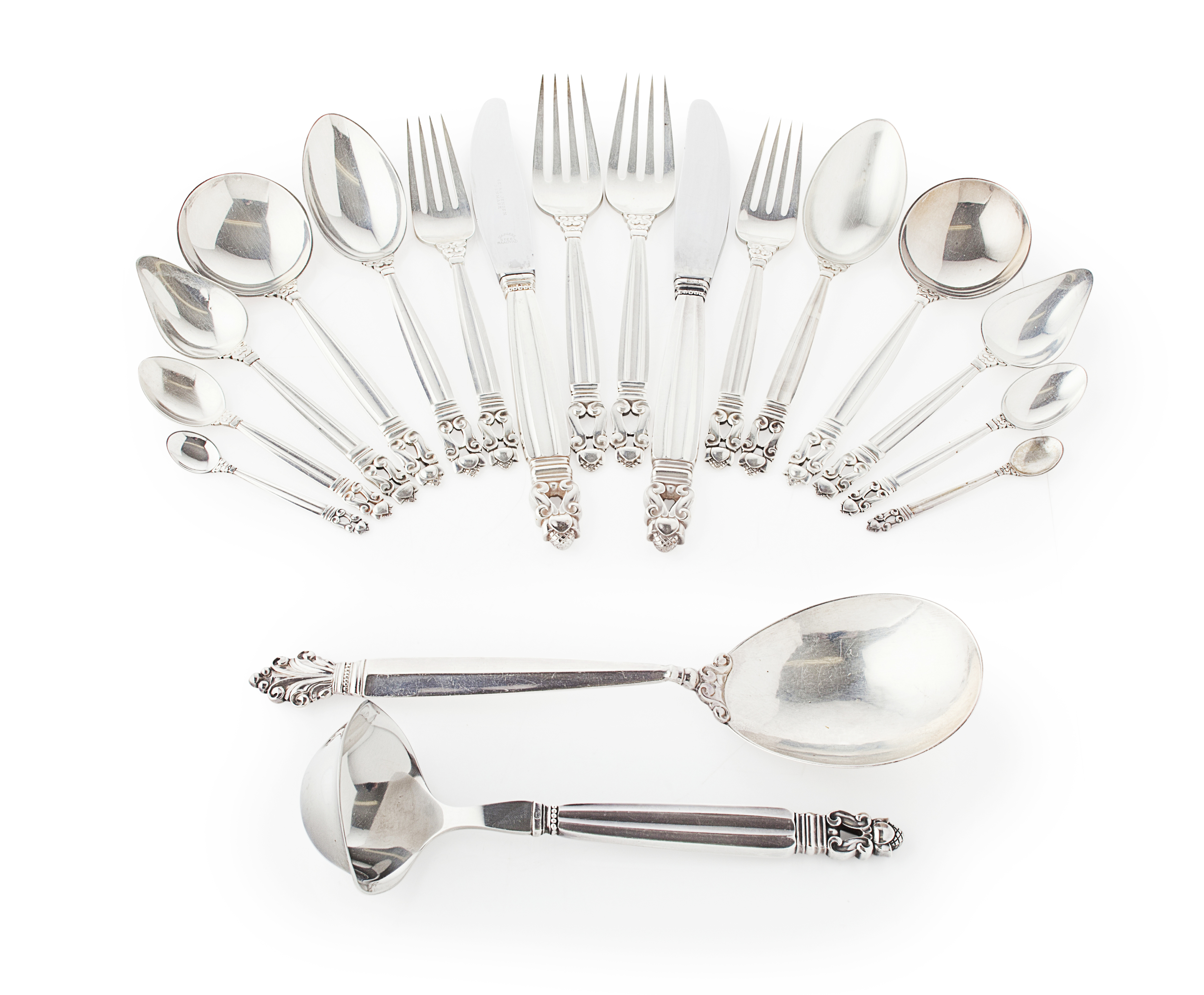 GEORG JENSEN - A suite of 'Acorn' pattern flatware