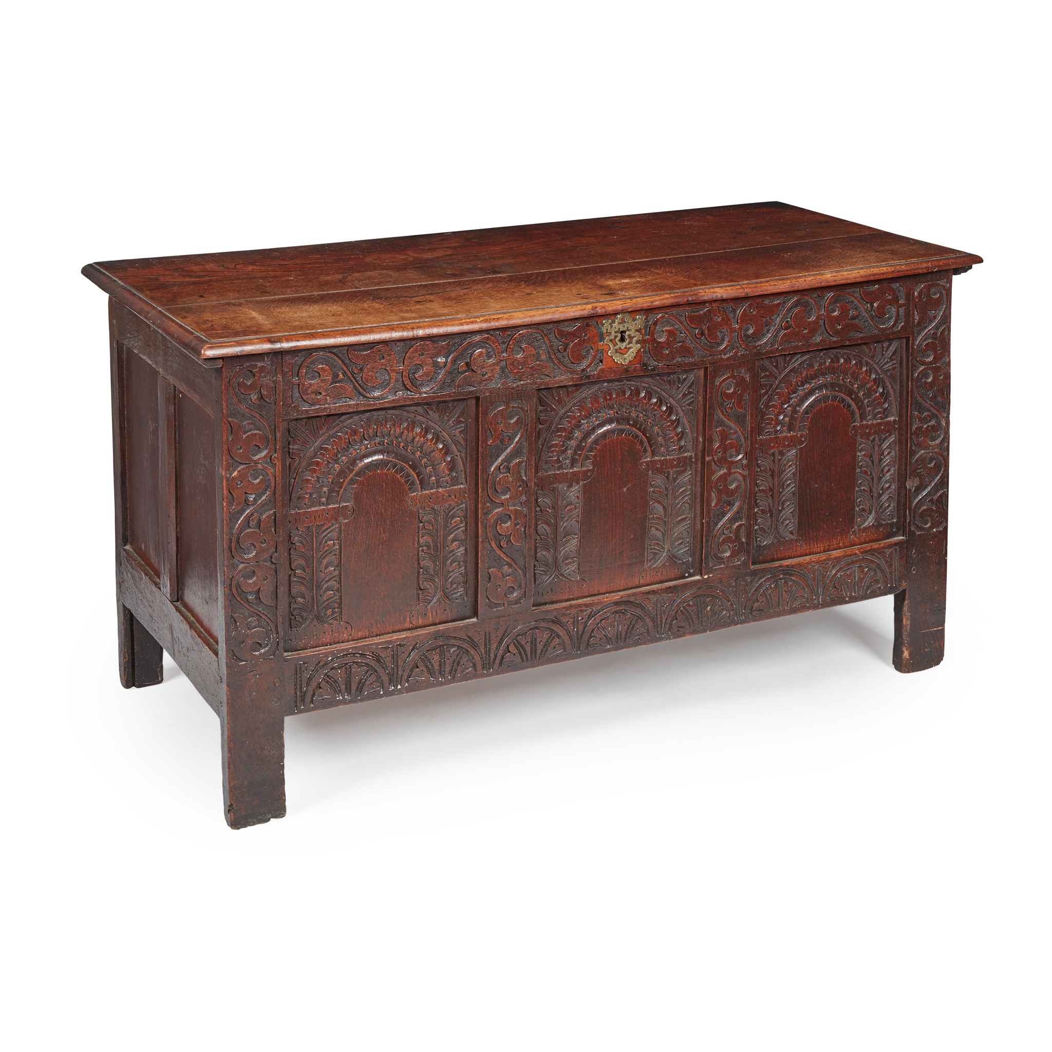CARVED OAK COFFER
