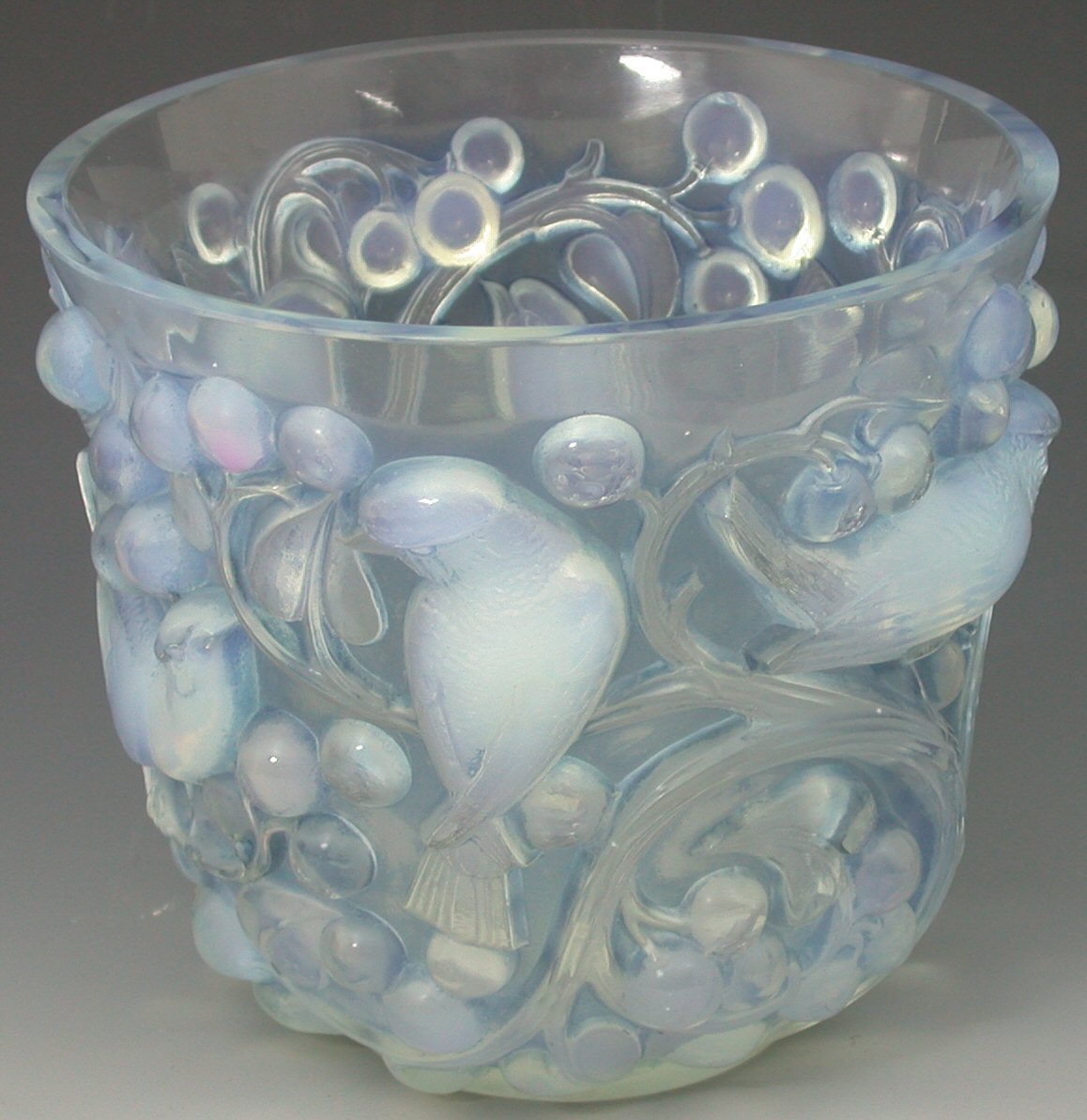 'Avalon', a Lalique clear, frosted and opalescent glass vase,