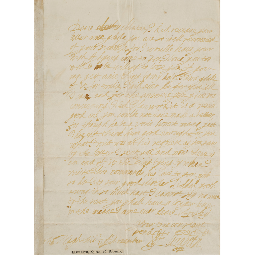 ELIZABETH STUART, QUEEN OF BOHEMIA (1596-1662), DAUGHTER OF KING JAMES VI AND I