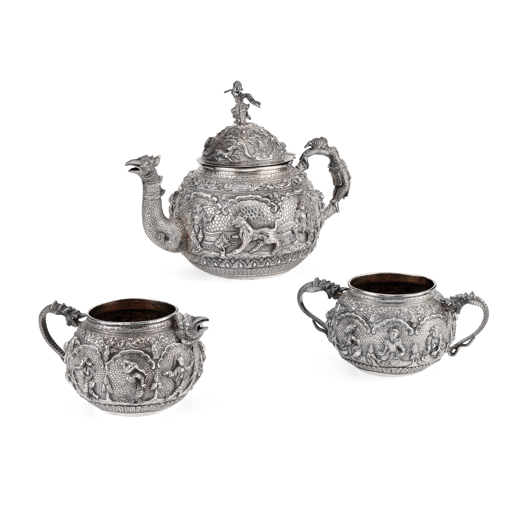 AN INDIAN THREE-PIECE TEA-SERVICE