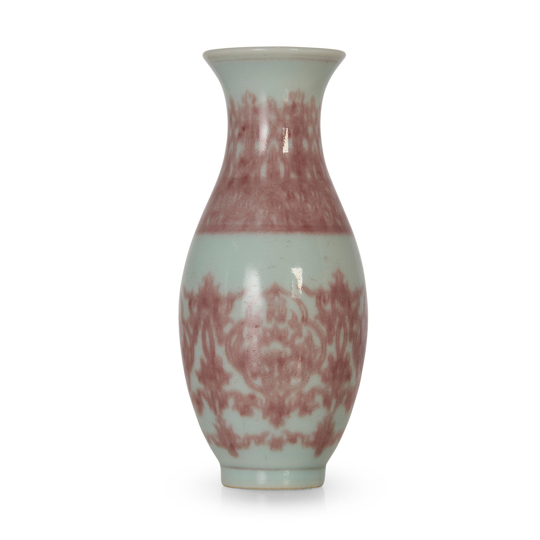 SMALL CHINESE COPPER RED 'LOTUS' VASE