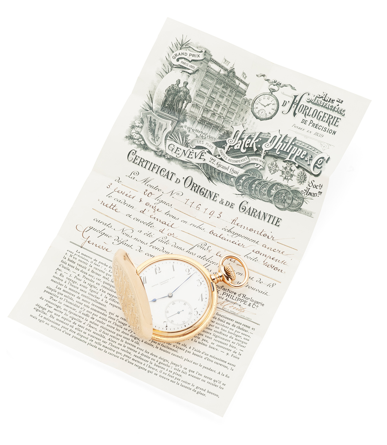 PATEK PHILIPPE & Co. - A gentleman's 18ct gold hunter cased keyless wind pocket watch, circa 1902